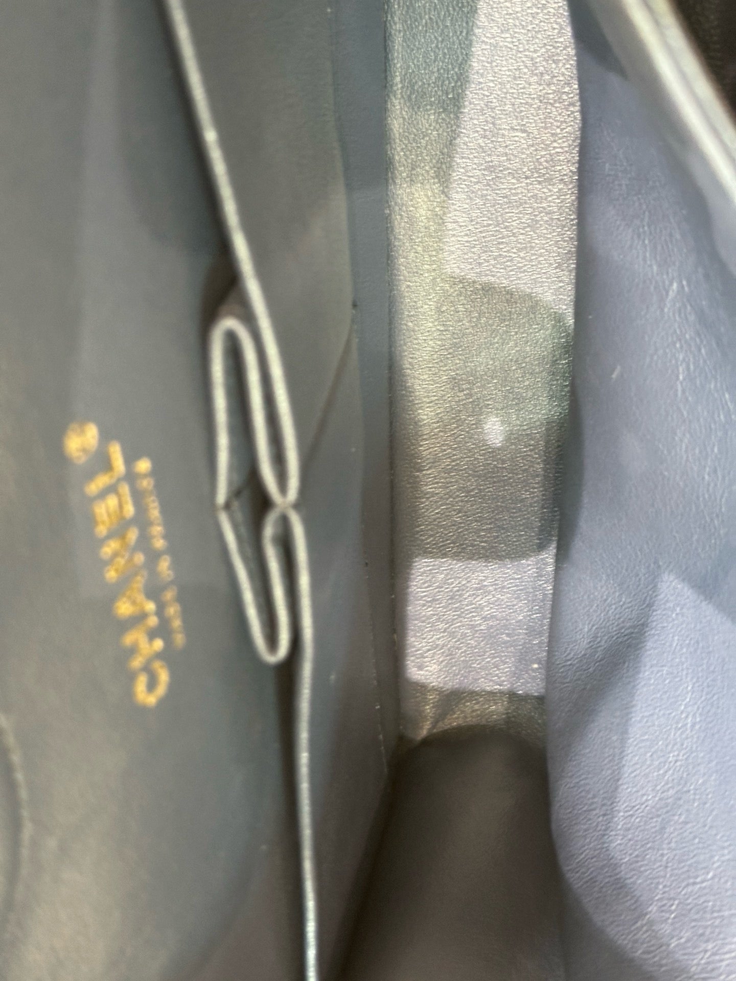 Chanel Medium Classic Caviar Double Flap Navy Blue Bag LGHW