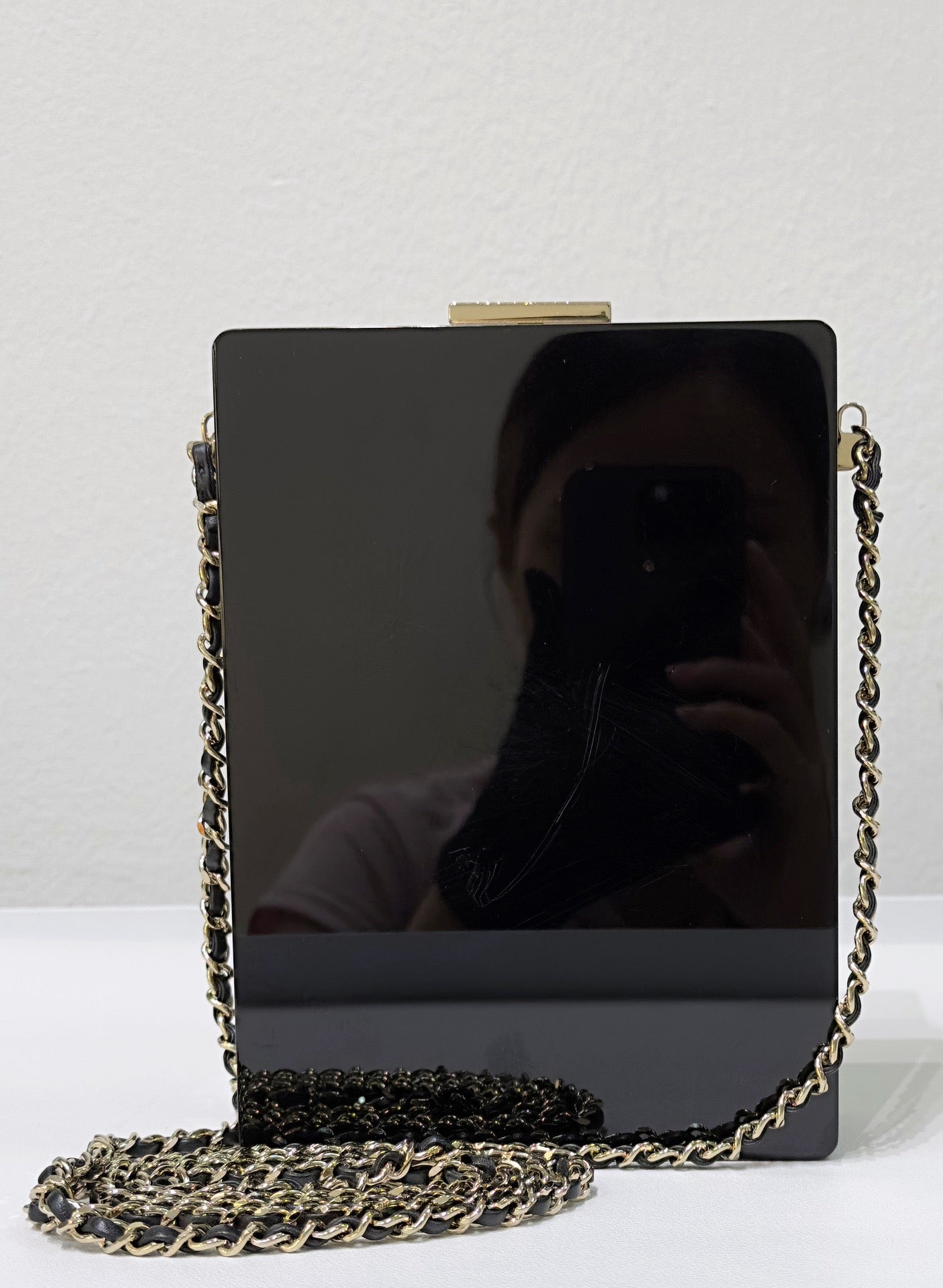 Chanel Plexiglass Pearl Playing Card Casino Minaudiere Clutch Black GHW