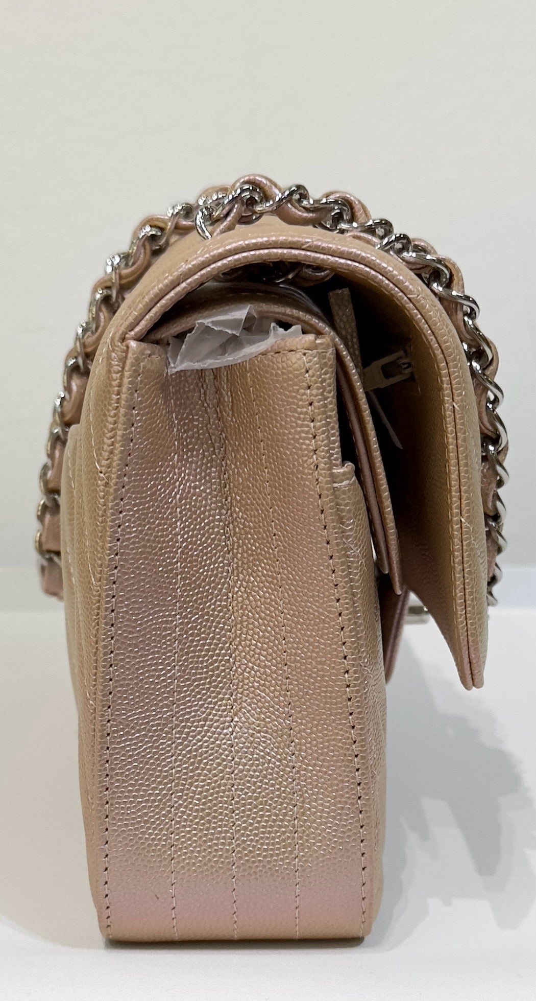 Chanel Medium Classic Chevron Caviar Double Flap 17B Rose Gold SHW