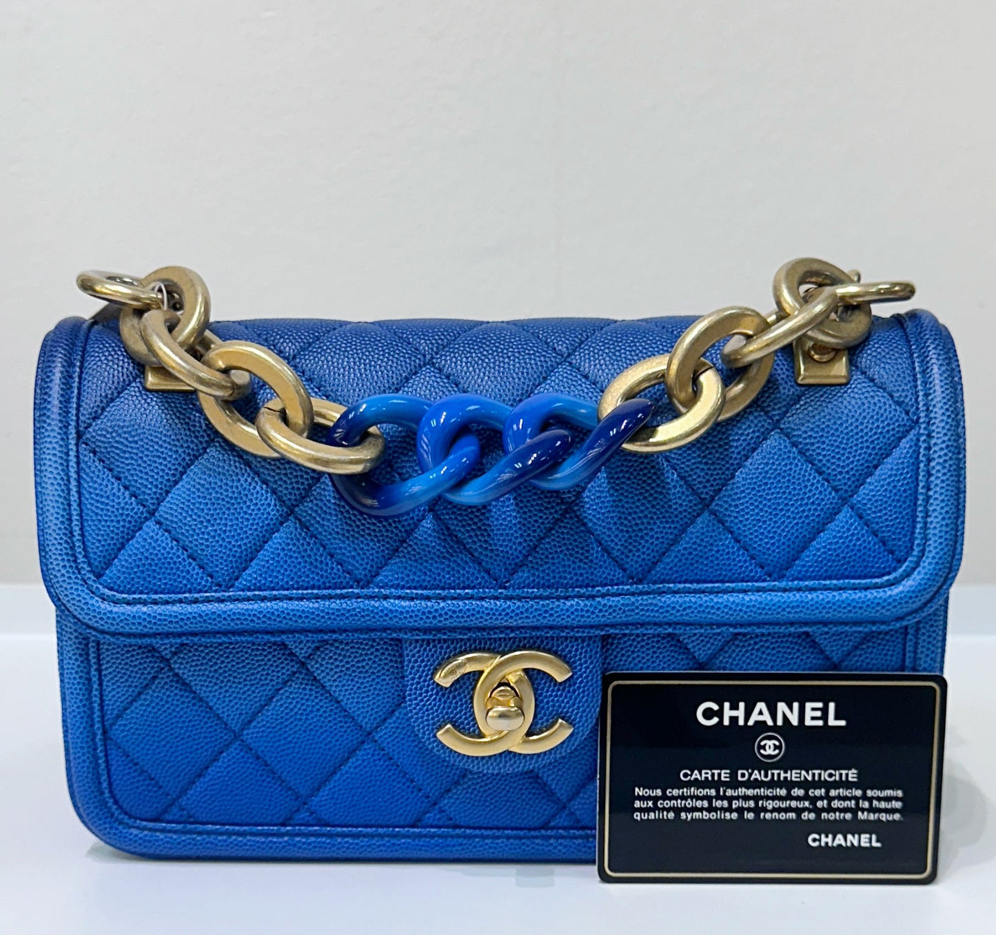 CHANEL Caviar Quilted Small Sunset On The Sea Flap Blue