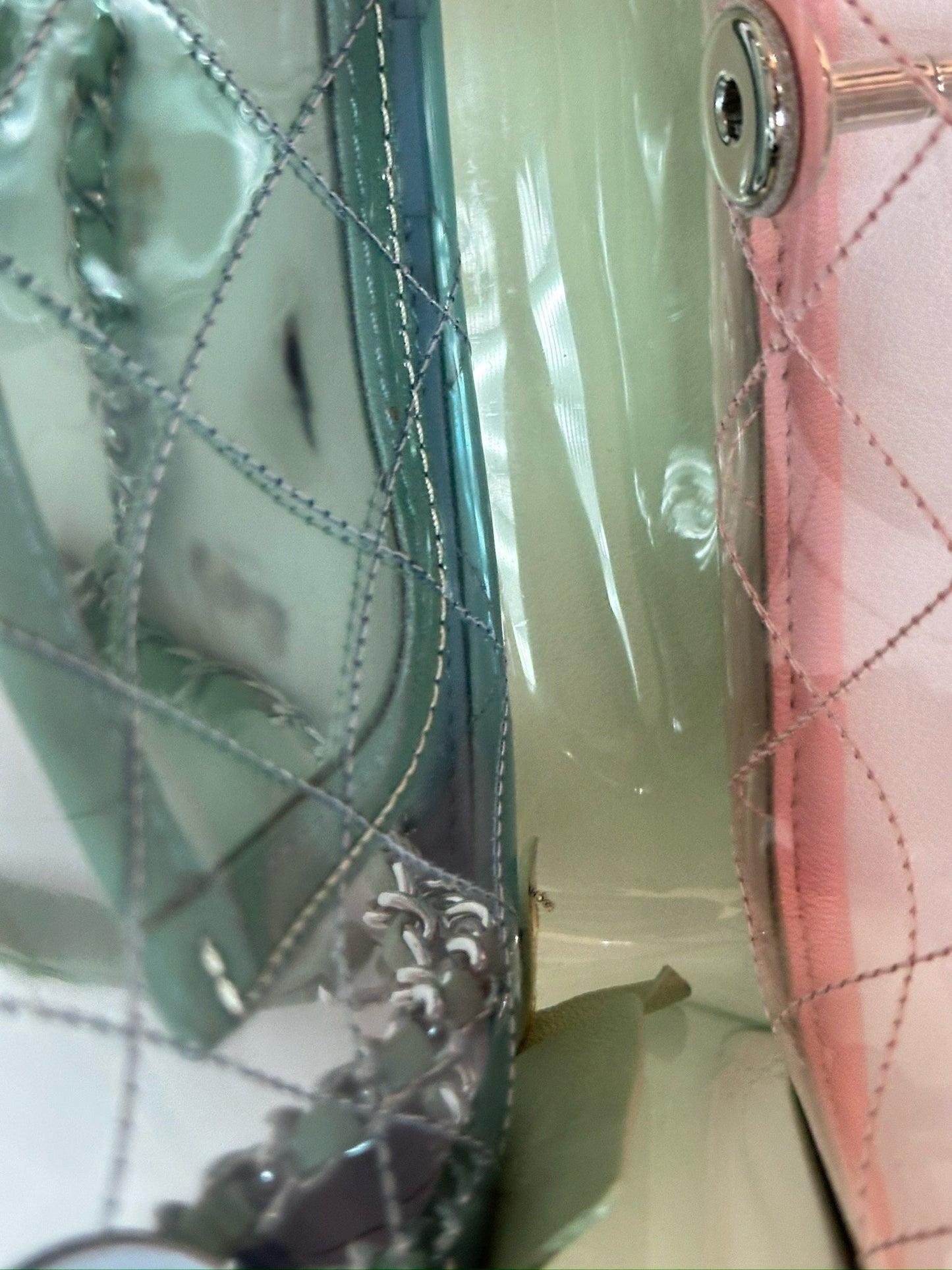 Chanel Mini Coco Splash PVC Flap Bag Blue/Green/Pink SHW 2582 holo card