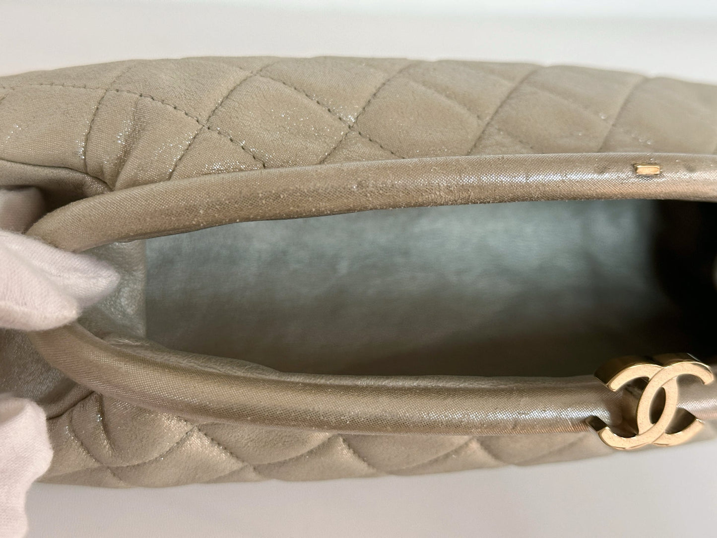 Chanel Timeless Clutch Bag shinny gold beige colour