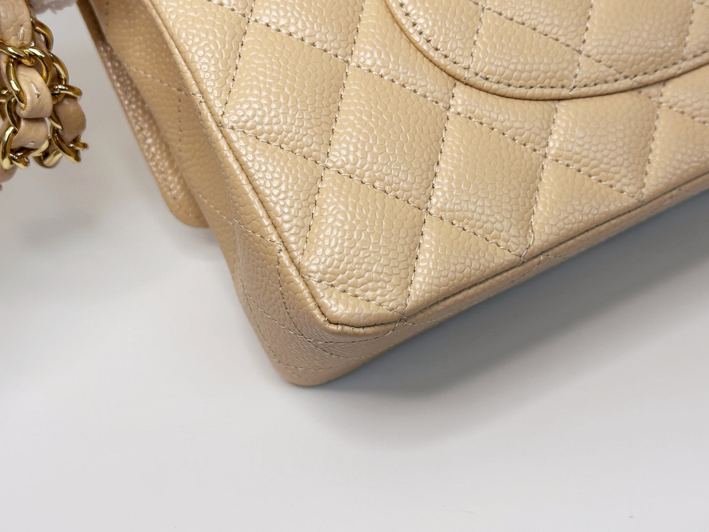 Chanel Medium Caviar Classic Double Flap Bag Beige 2552 holo card