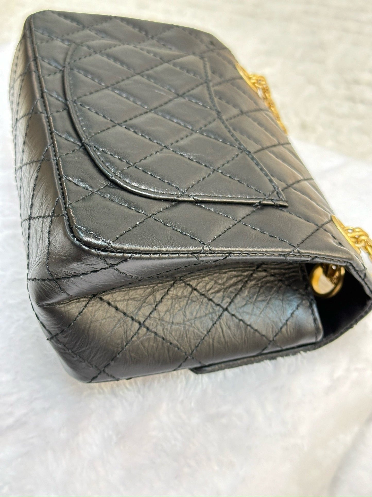 Chanel Mini Aged Calfskin Quilted 2.55 Reissue Flap Black Bag