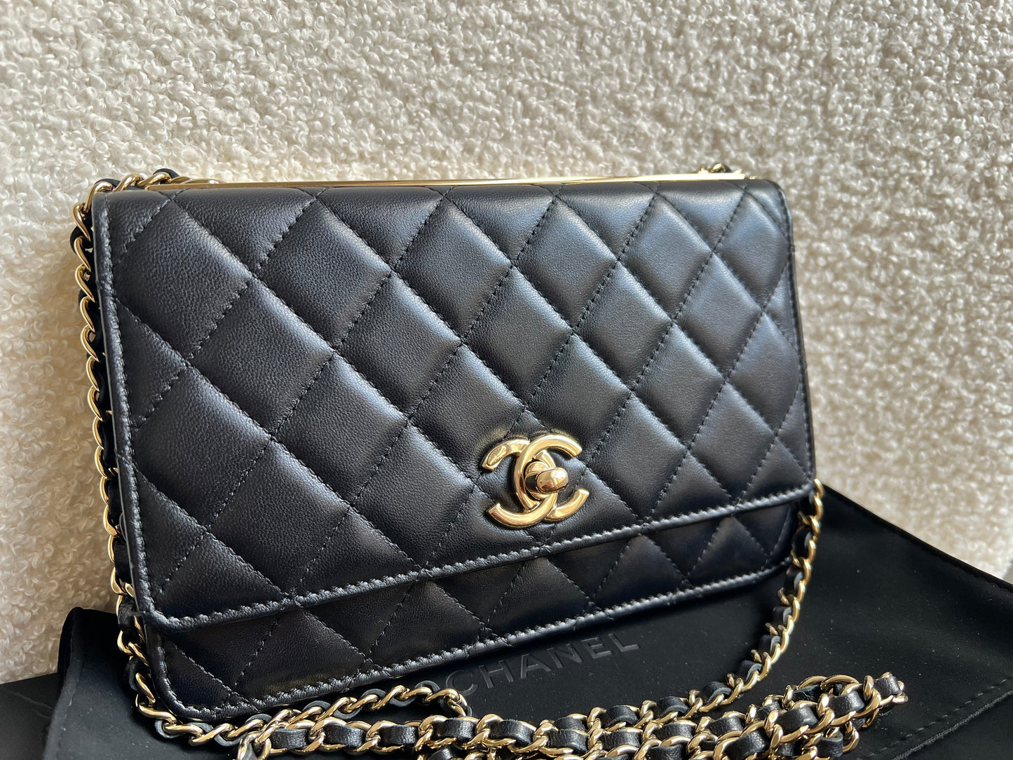 Chanel Trendy Wallet on Chain in Black Lambskin Gold Hardware (RRP £3,570)