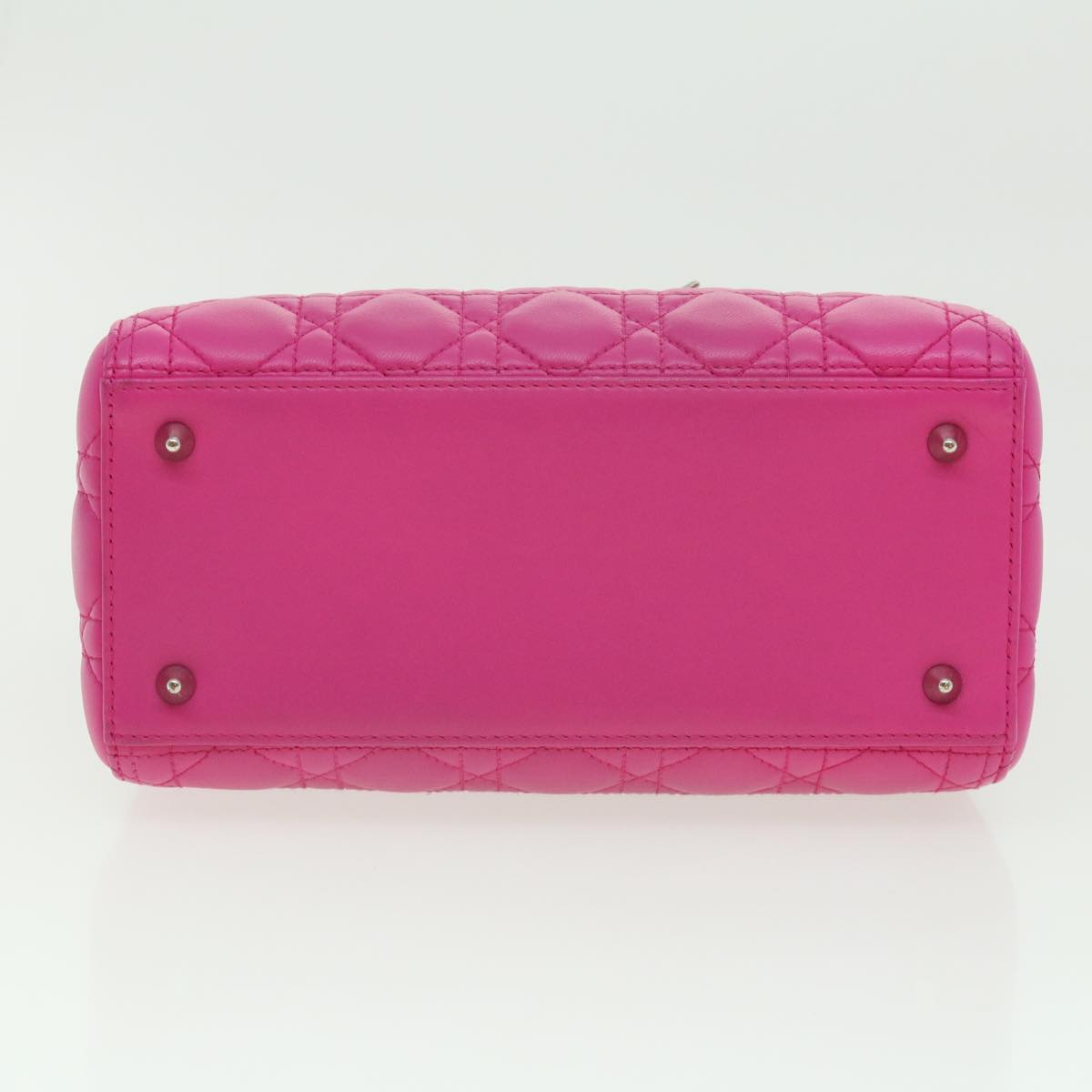 CHRISTIAN DIOR Lady Dior Canage Hand Bag Lamb Skin Pink Auth 30532A