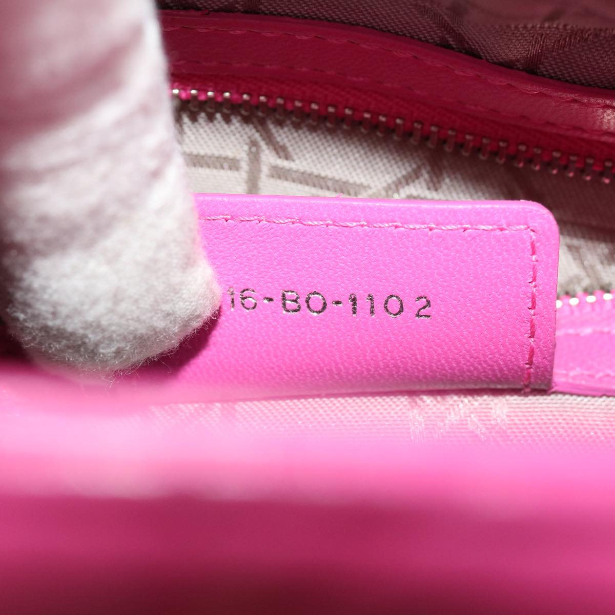 CHRISTIAN DIOR Lady Dior Canage Hand Bag Lamb Skin Pink Auth 30532A