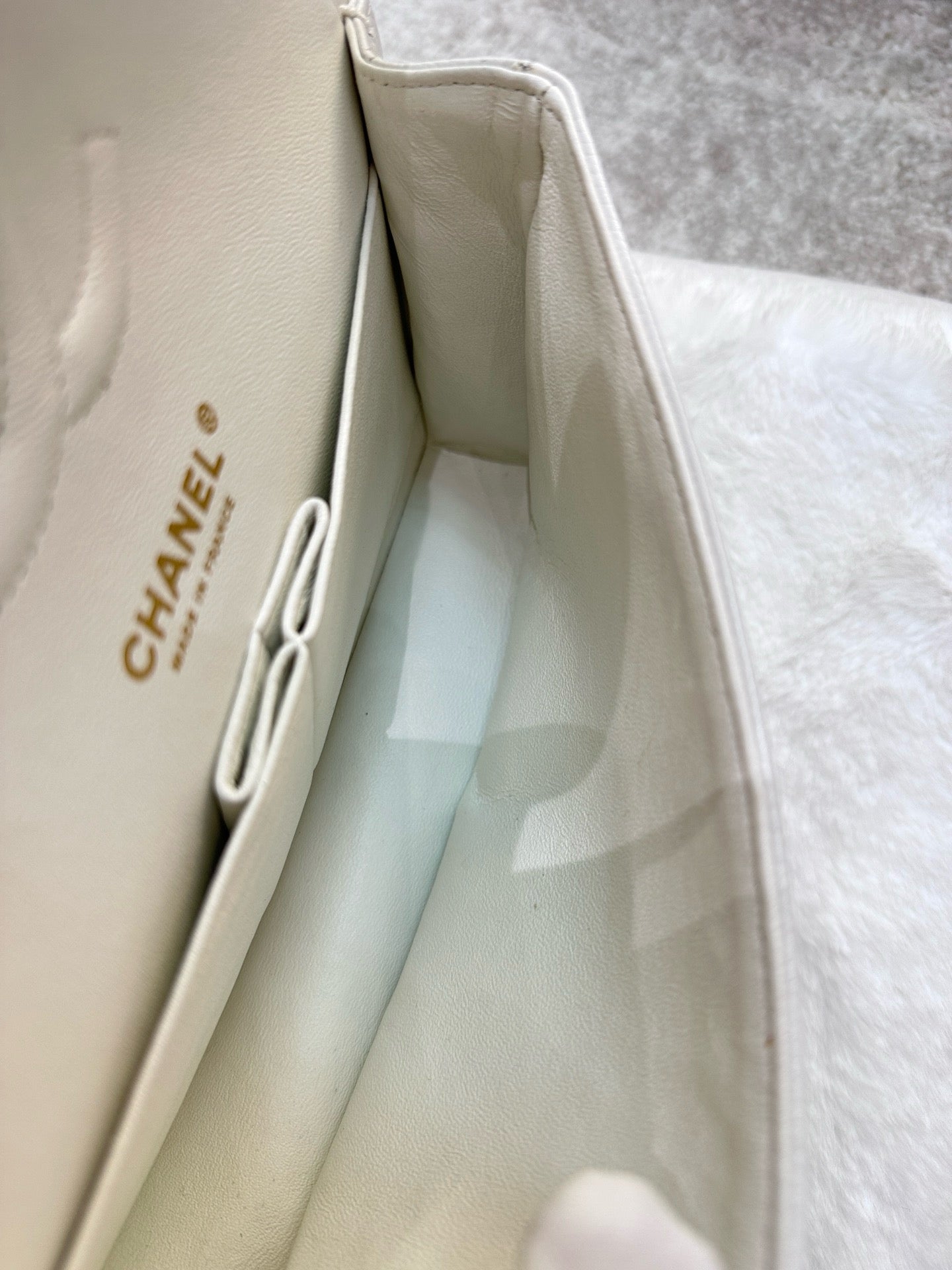 Chanel White Caviar Medium Classic 2.55 Double Flap Bag