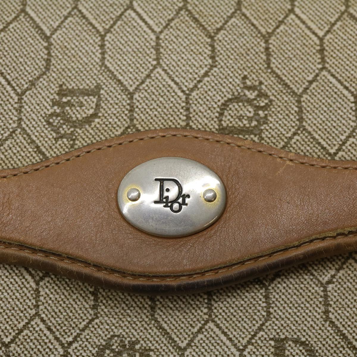 CHRISTIAN DIOR Honeycomb Canvas Hand Bag Beige Auth 31593
