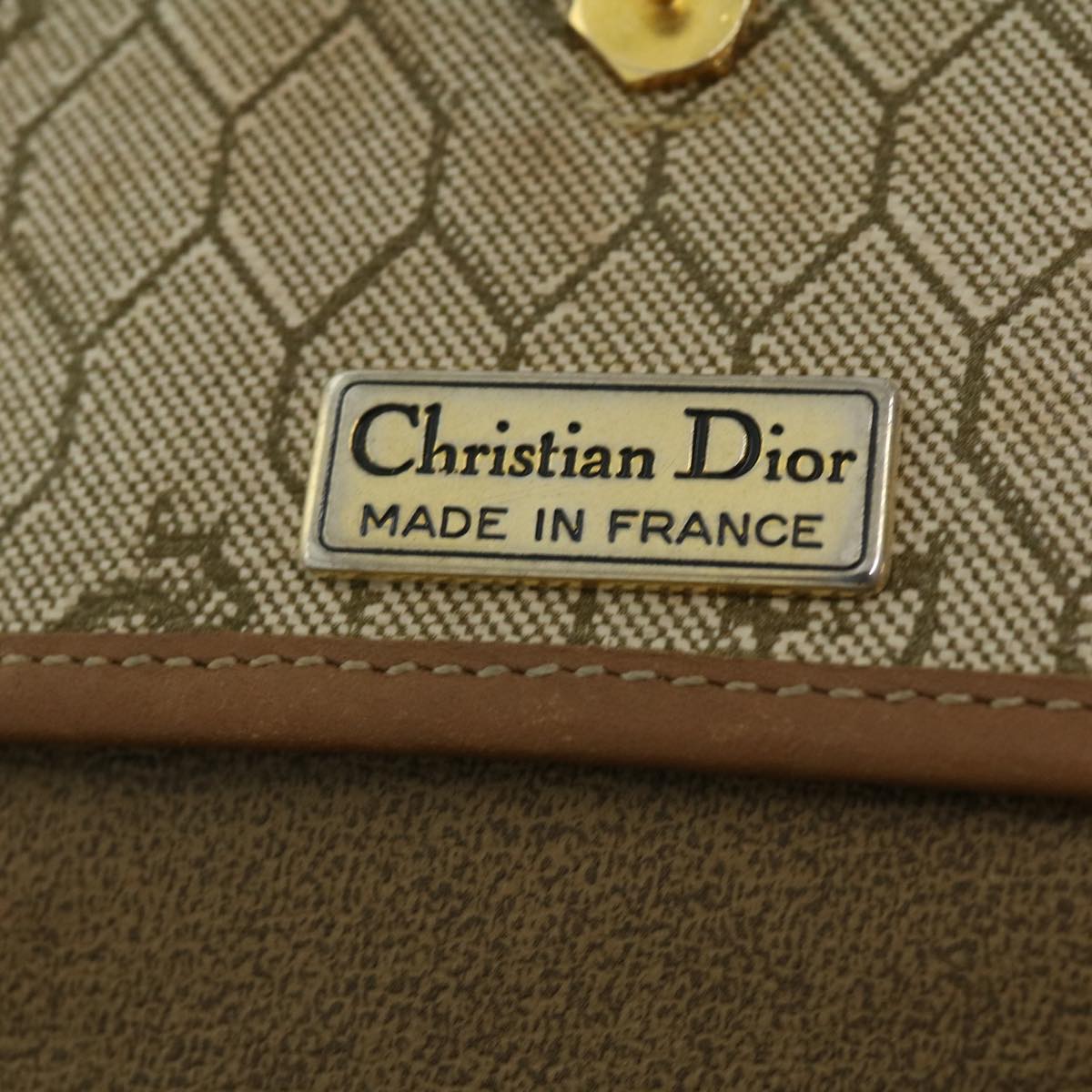 CHRISTIAN DIOR Honeycomb Canvas Hand Bag Beige Auth 31593