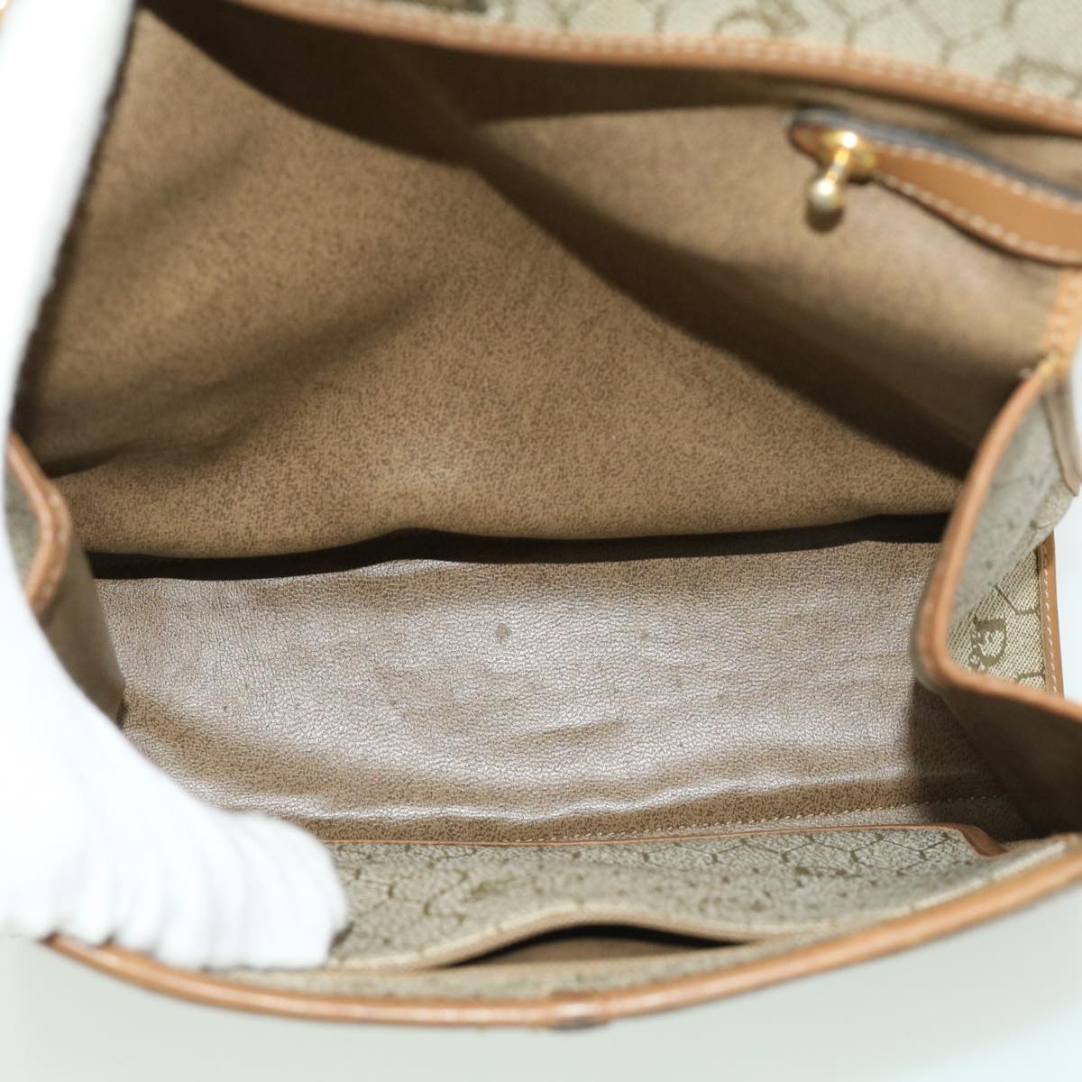 CHRISTIAN DIOR Honeycomb Canvas Hand Bag Beige Auth 31593