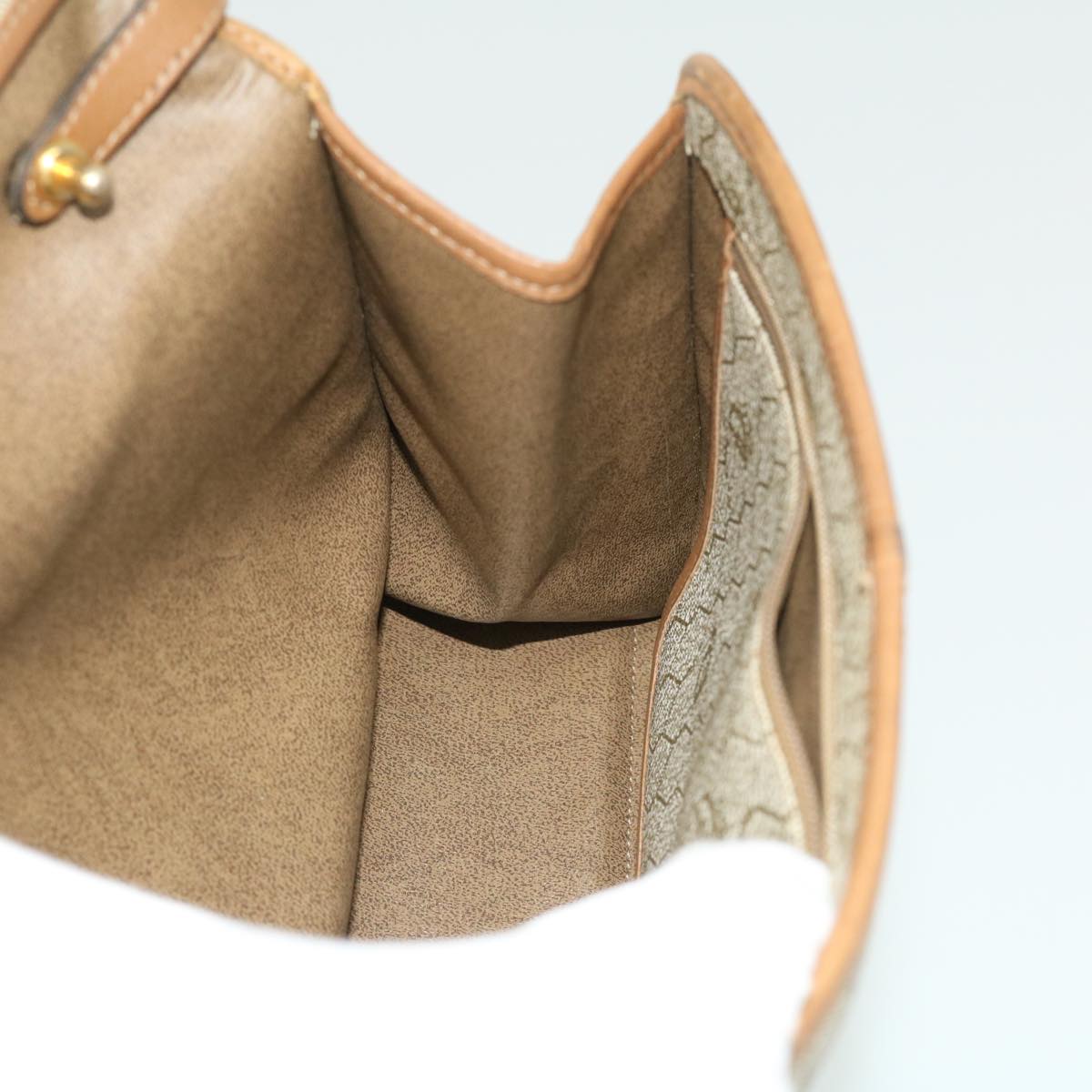 CHRISTIAN DIOR Honeycomb Canvas Hand Bag Beige Auth 31593