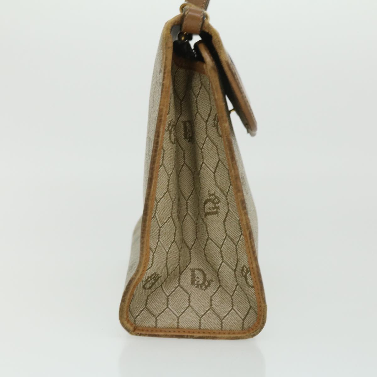 CHRISTIAN DIOR Honeycomb Canvas Hand Bag Beige Auth 31593