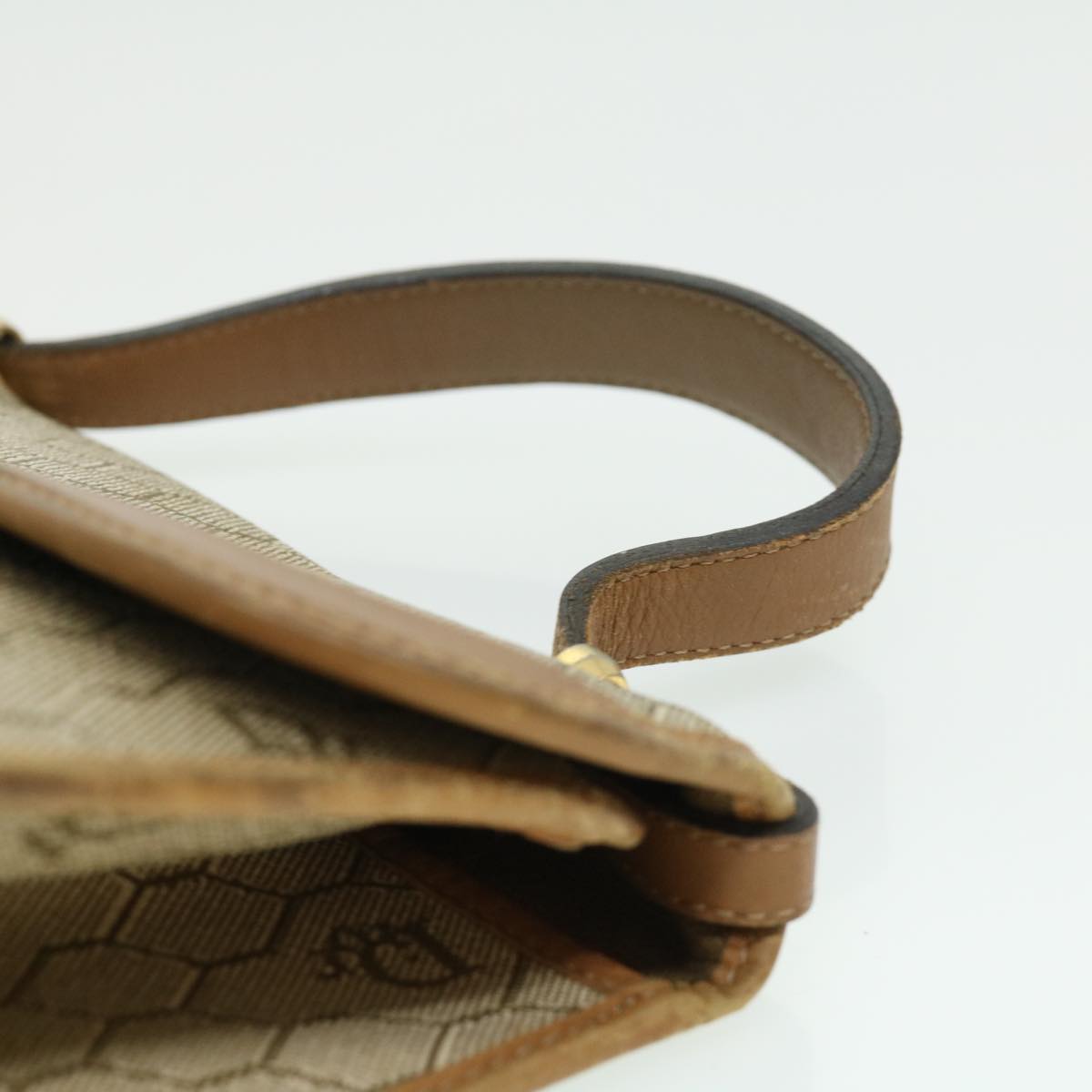 CHRISTIAN DIOR Honeycomb Canvas Hand Bag Beige Auth 31593
