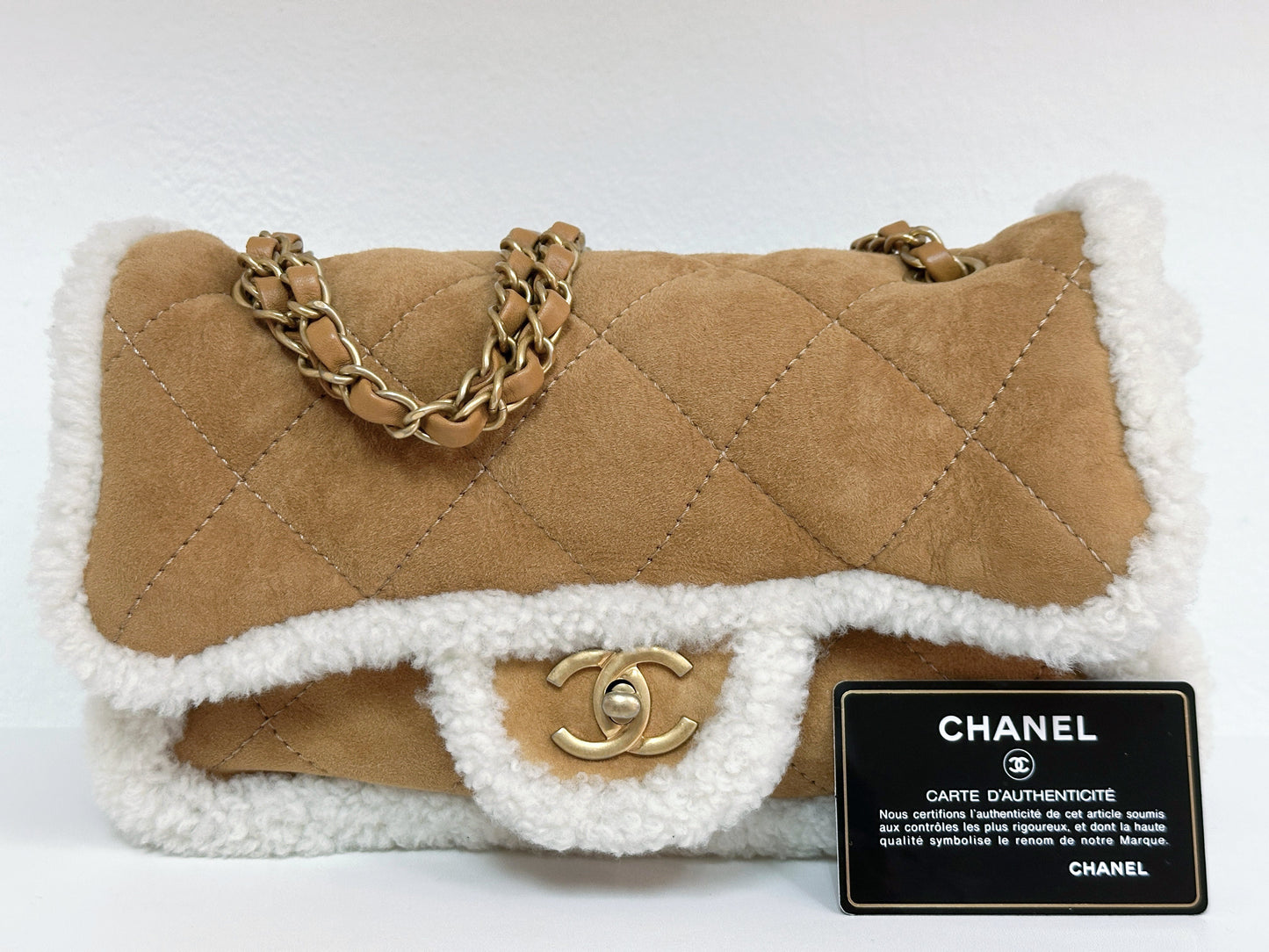 Chanel Medium Shearling Coco Neige Flap holo card 264
