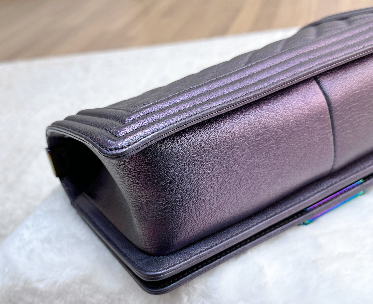 Chanel LeBoy Bag Old Medium Calfskin Purple