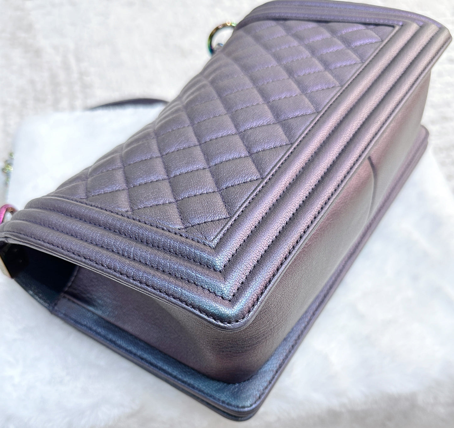 Chanel LeBoy Bag Old Medium Calfskin Purple