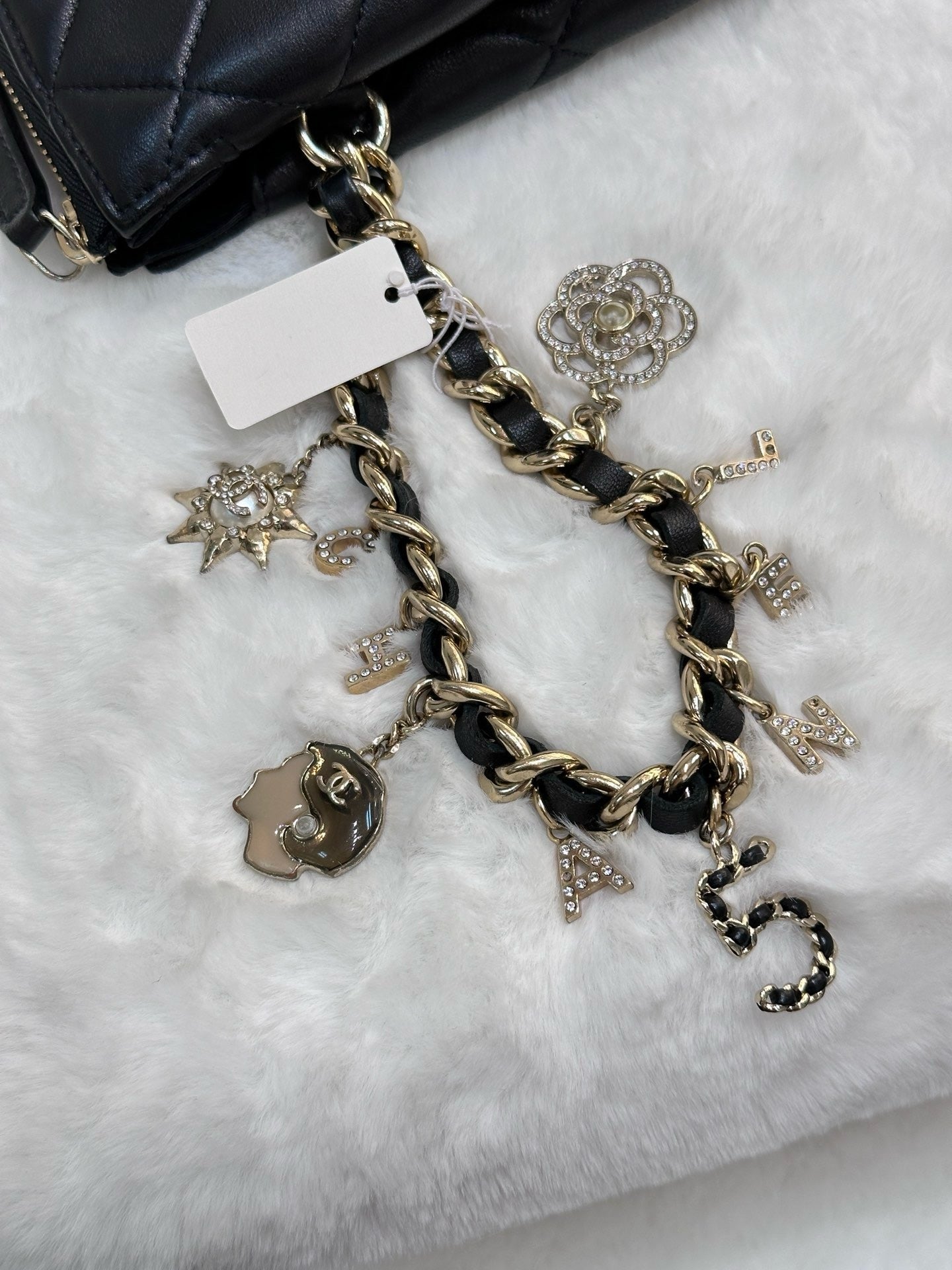 Chanel Coco Charms Quilted Pouch Bag Black