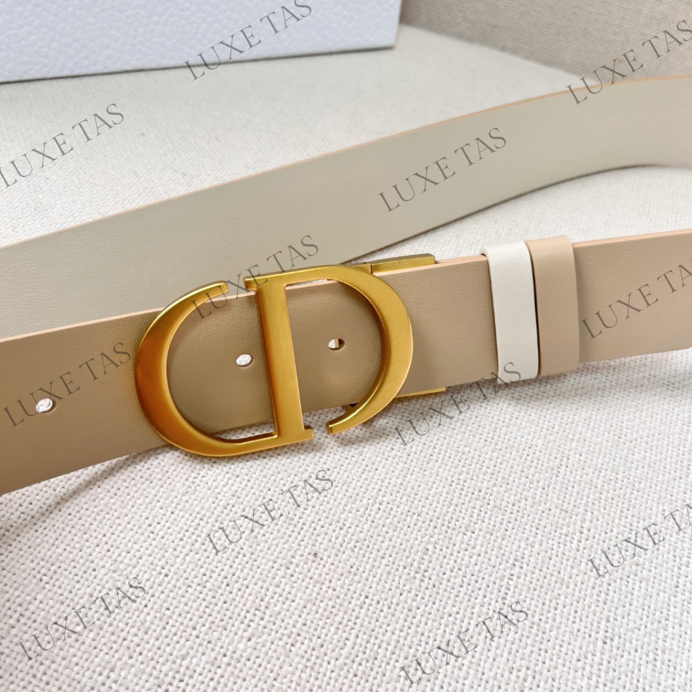 35mm Latte and Beige 30 Montaigne Reversible Belt Designer Belts for Women