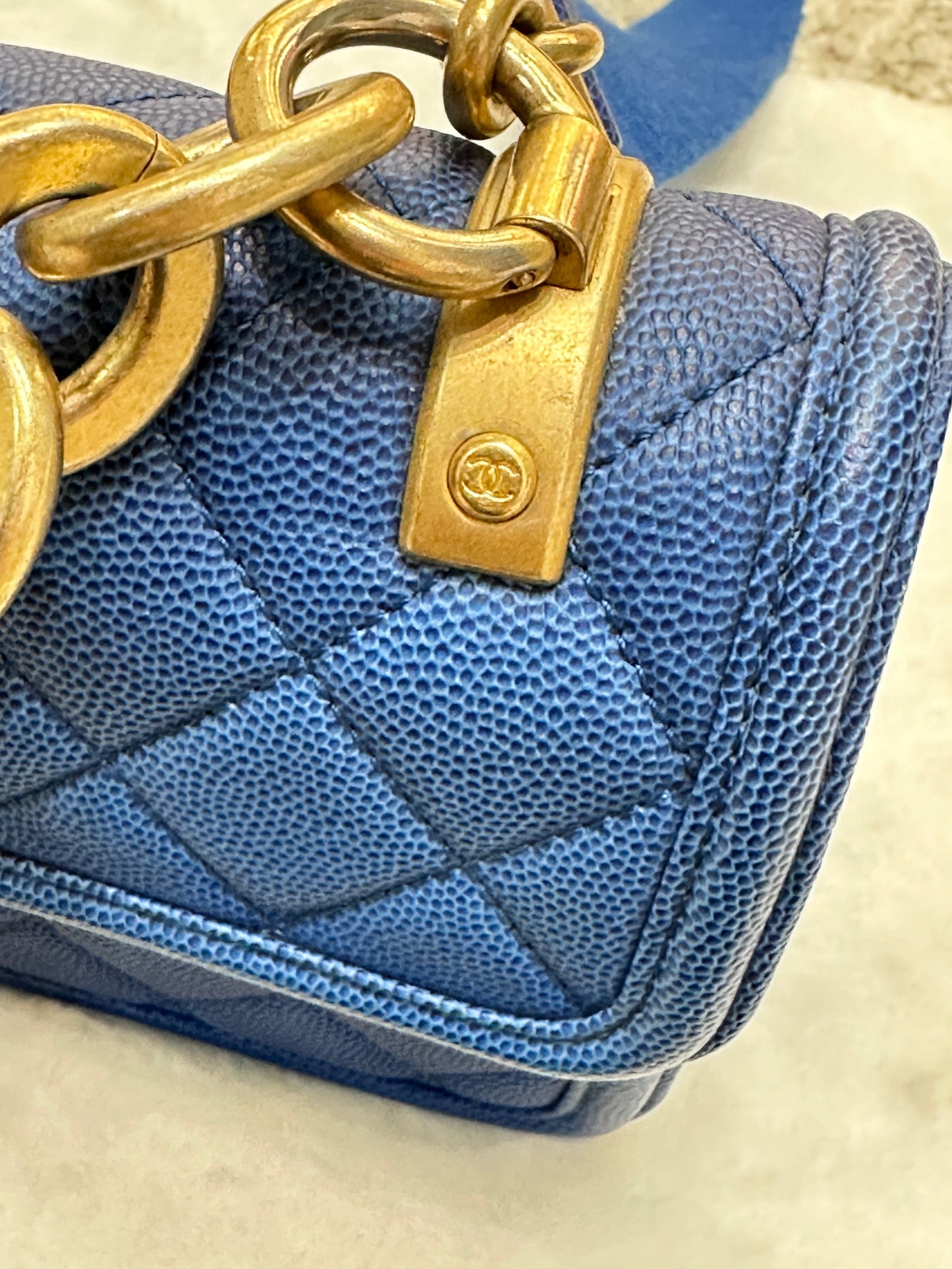 CHANEL Caviar Quilted Small Sunset On The Sea Flap Blue