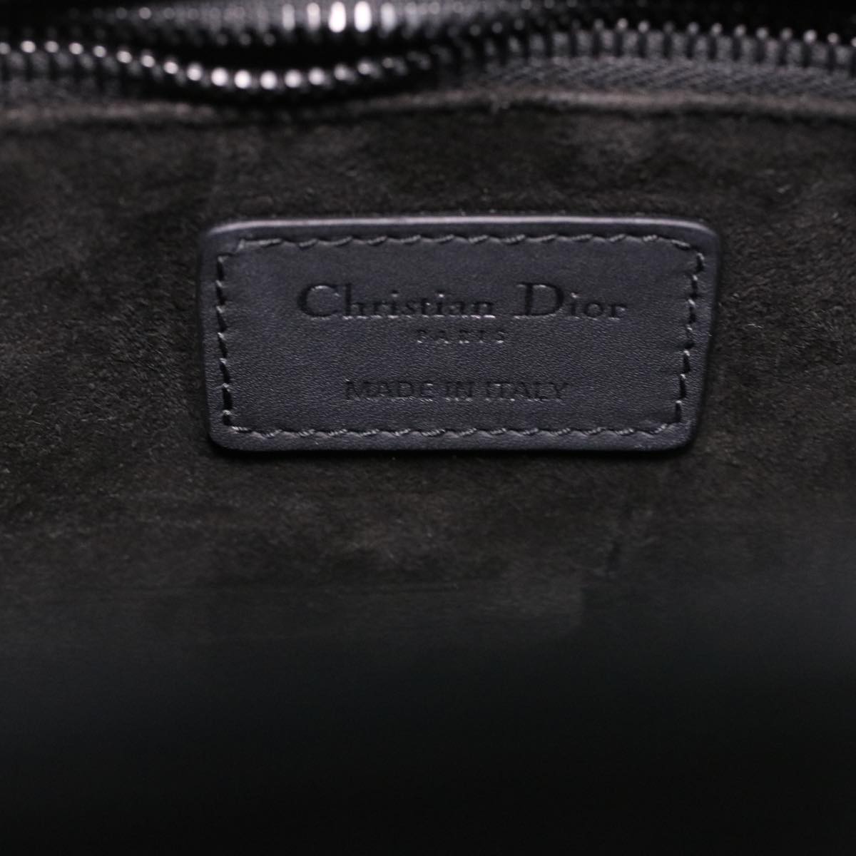 CHRISTIAN DIOR Canage Lady Dior Hand Bag Calfskin Black M0566SLOI Auth 36776A