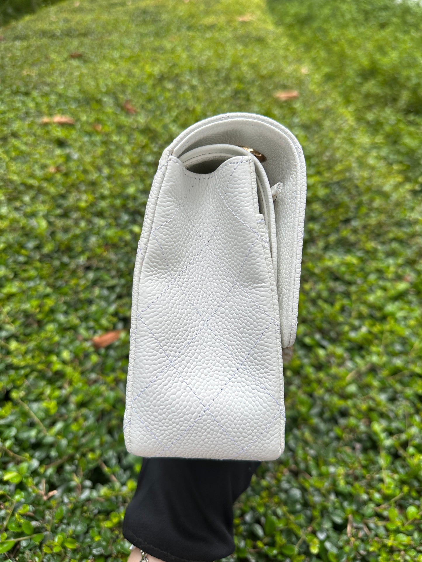 Chanel White Caviar Medium Classic Double Flap Bag