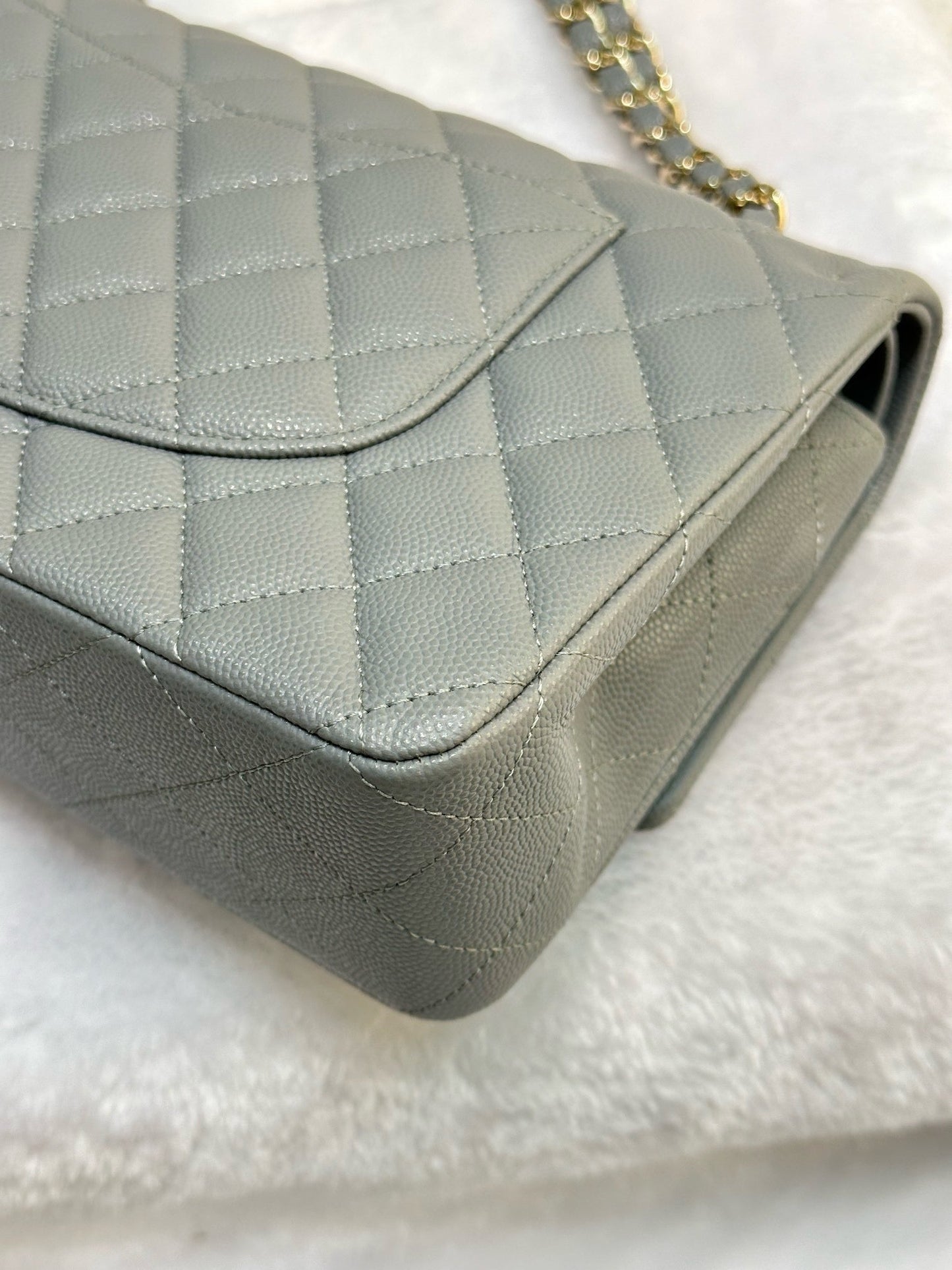 Chanel Medium Caviar Quilted Double Flap Bag Grey LGHW