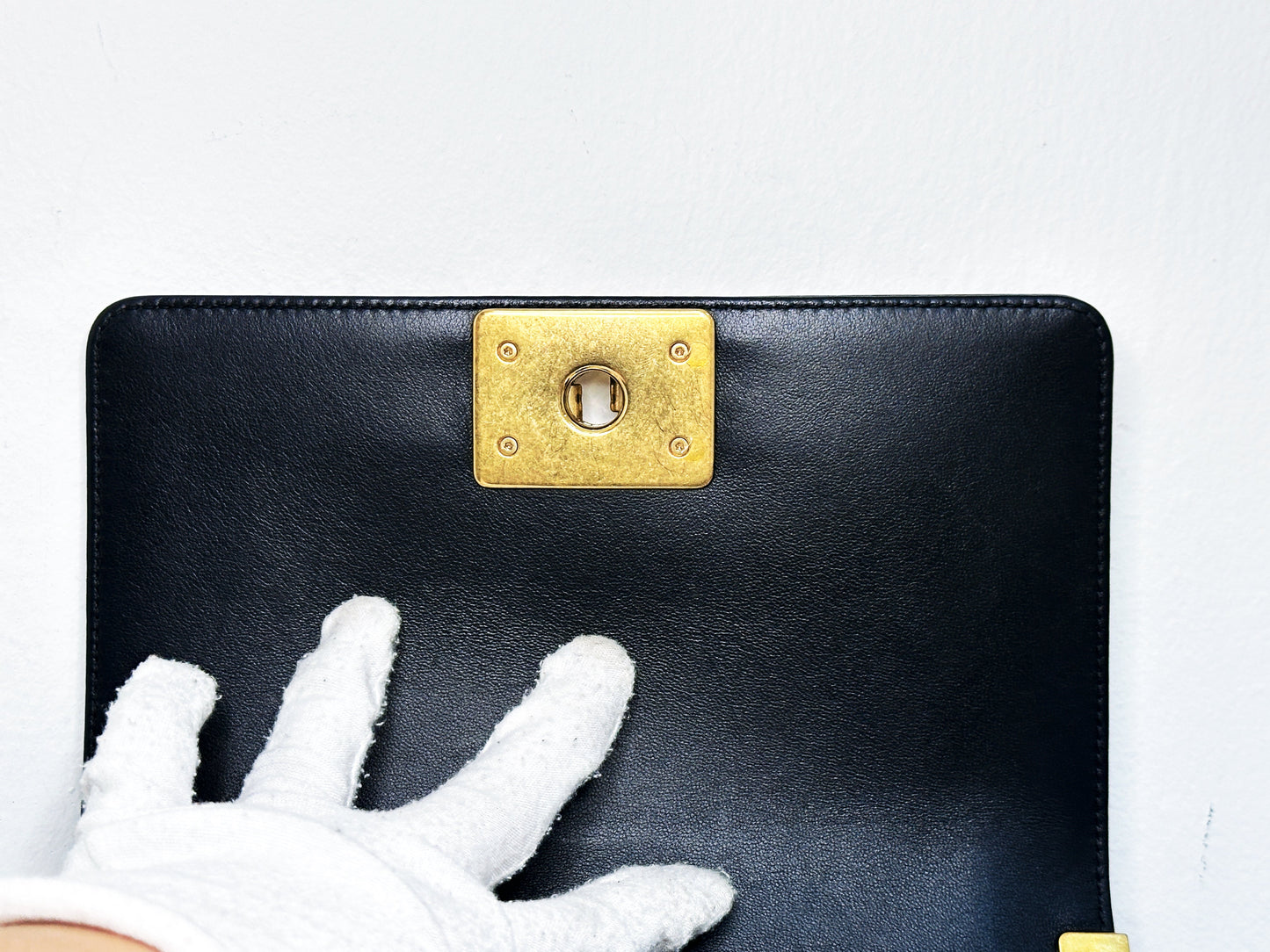 CHANEL SMALL BOY BAG CAVIAR BLACK GHW 2457 holo card