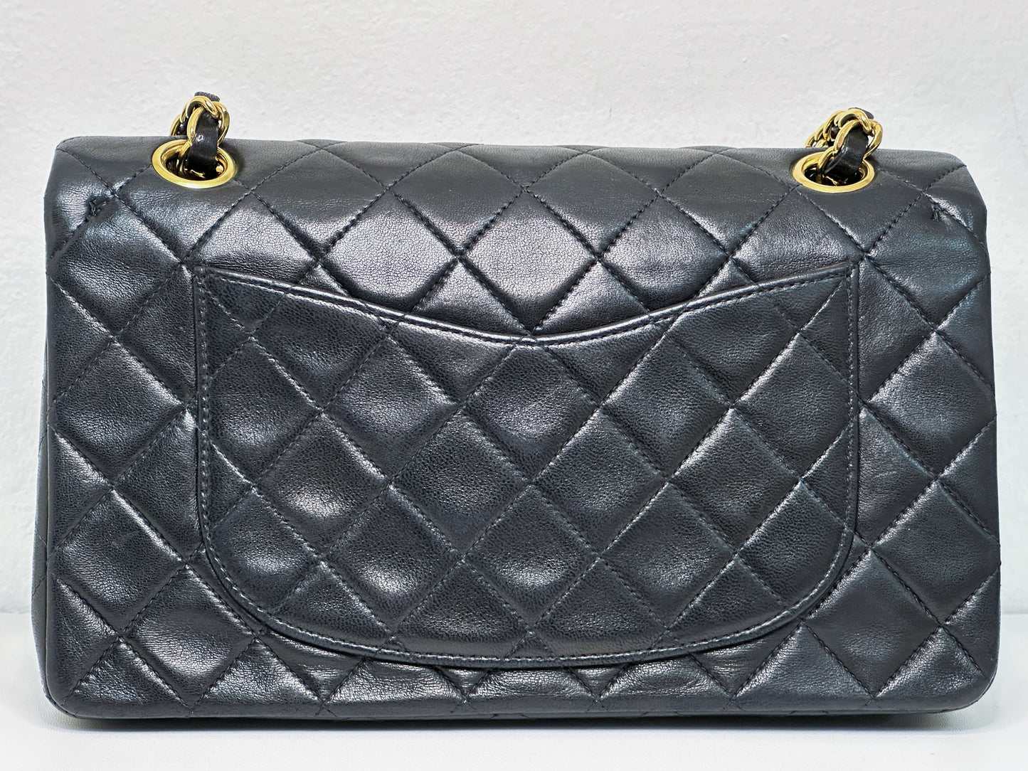 Chanel Vintage Black Quilted Lambskin Small Classic Double Flap Bag 4591 holo card