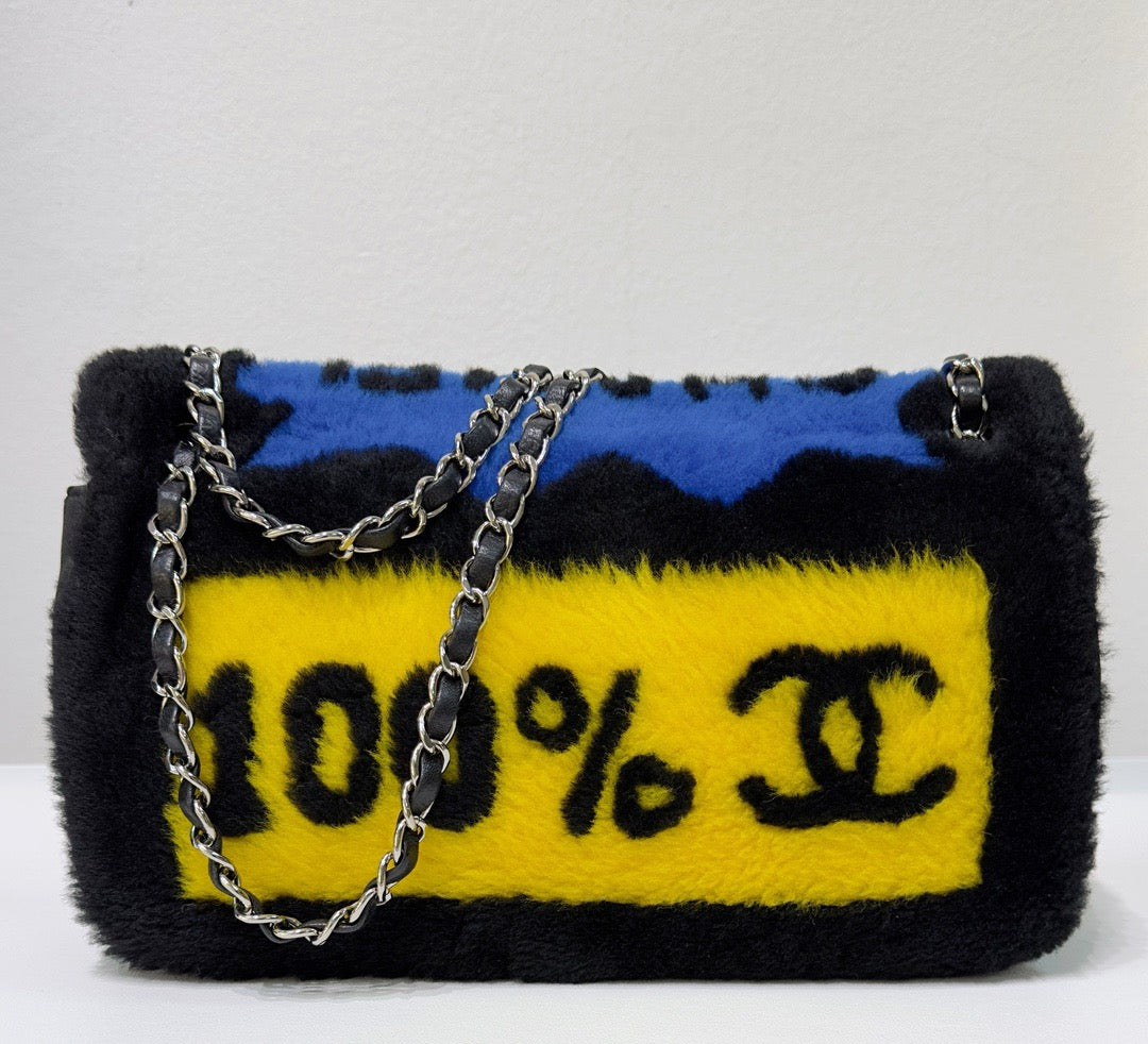 Chanel Medium Classic Flap Pop Art No. 5 Caption Comic Lambskin Black Multicolor Bag