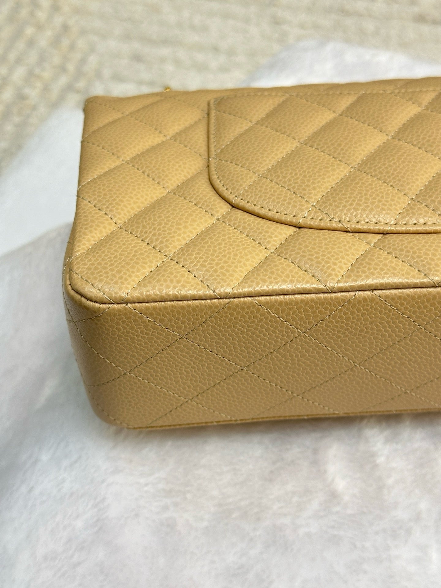 Chanel Medium Caviar Classic Double Flap Bag Beige