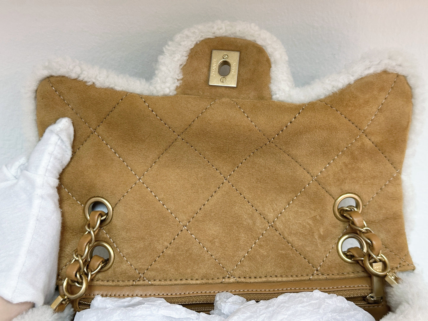 Chanel Medium Shearling Coco Neige Flap holo card 264