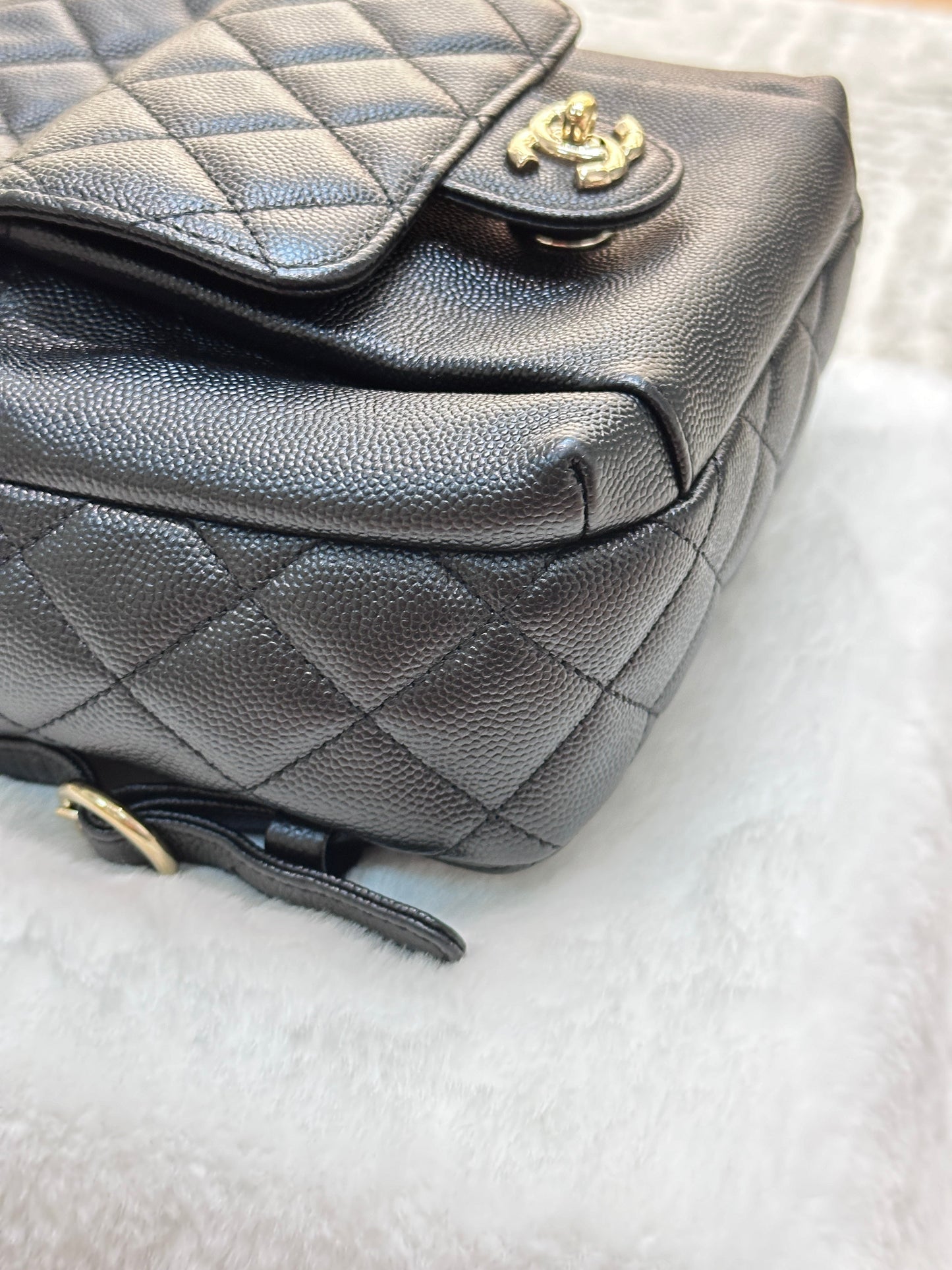 Chanel CC Day Backpack Quilted Caviar Mini