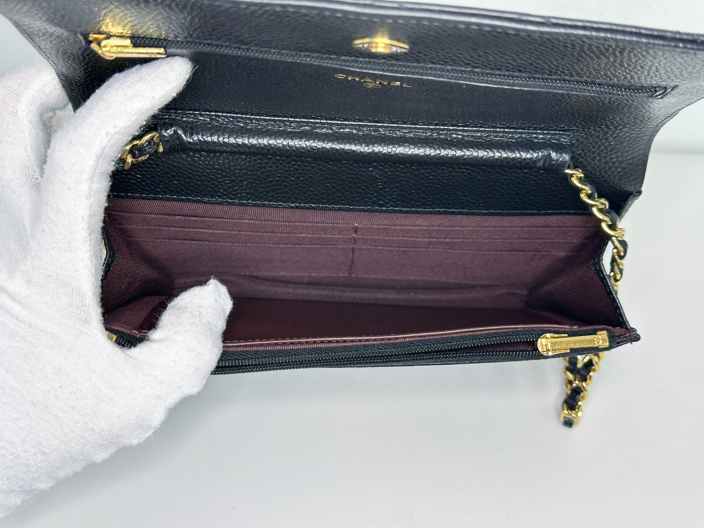 Chanel Classic Wallet on Chain Caviar Black GHW 2859 Holo card