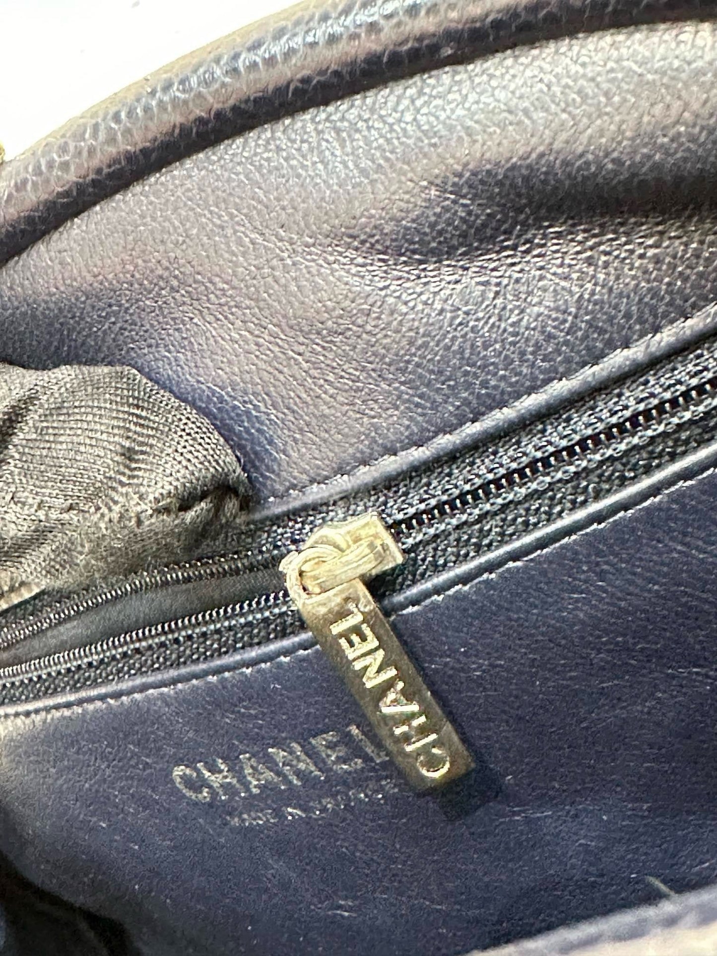 Chanel Quilted Caviar Timeless Clutch Bag Navy Blue SHW