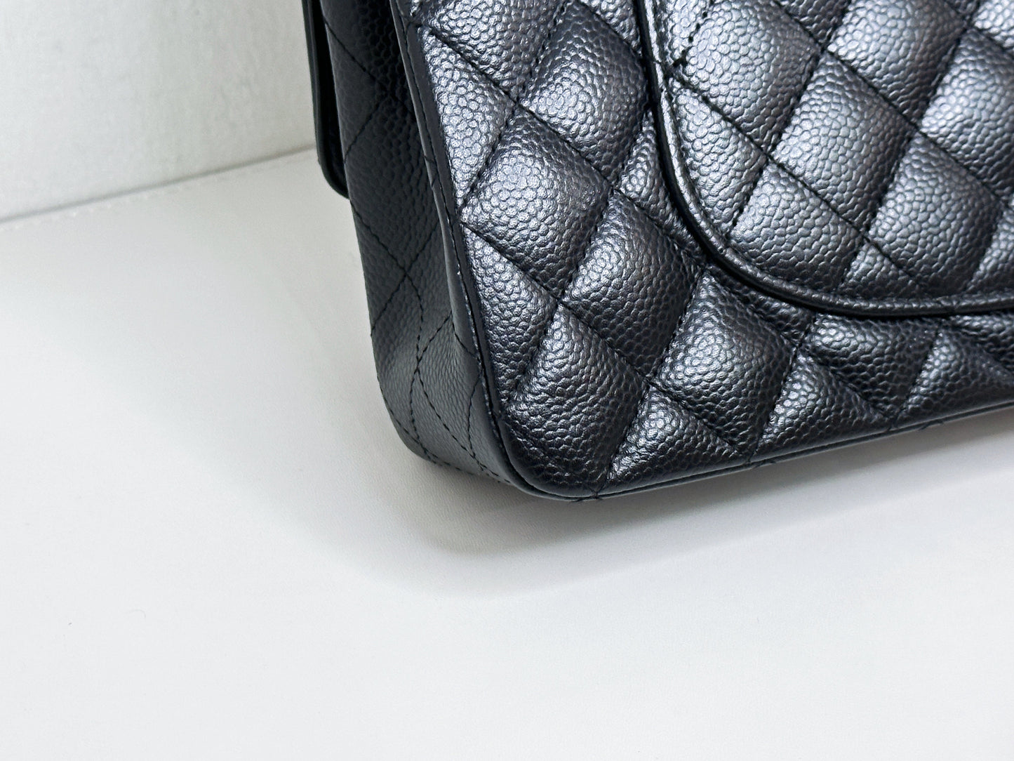 Chanel Medium Size Classic Quilted Caviar Double Flap Bag Black 1184 holo card