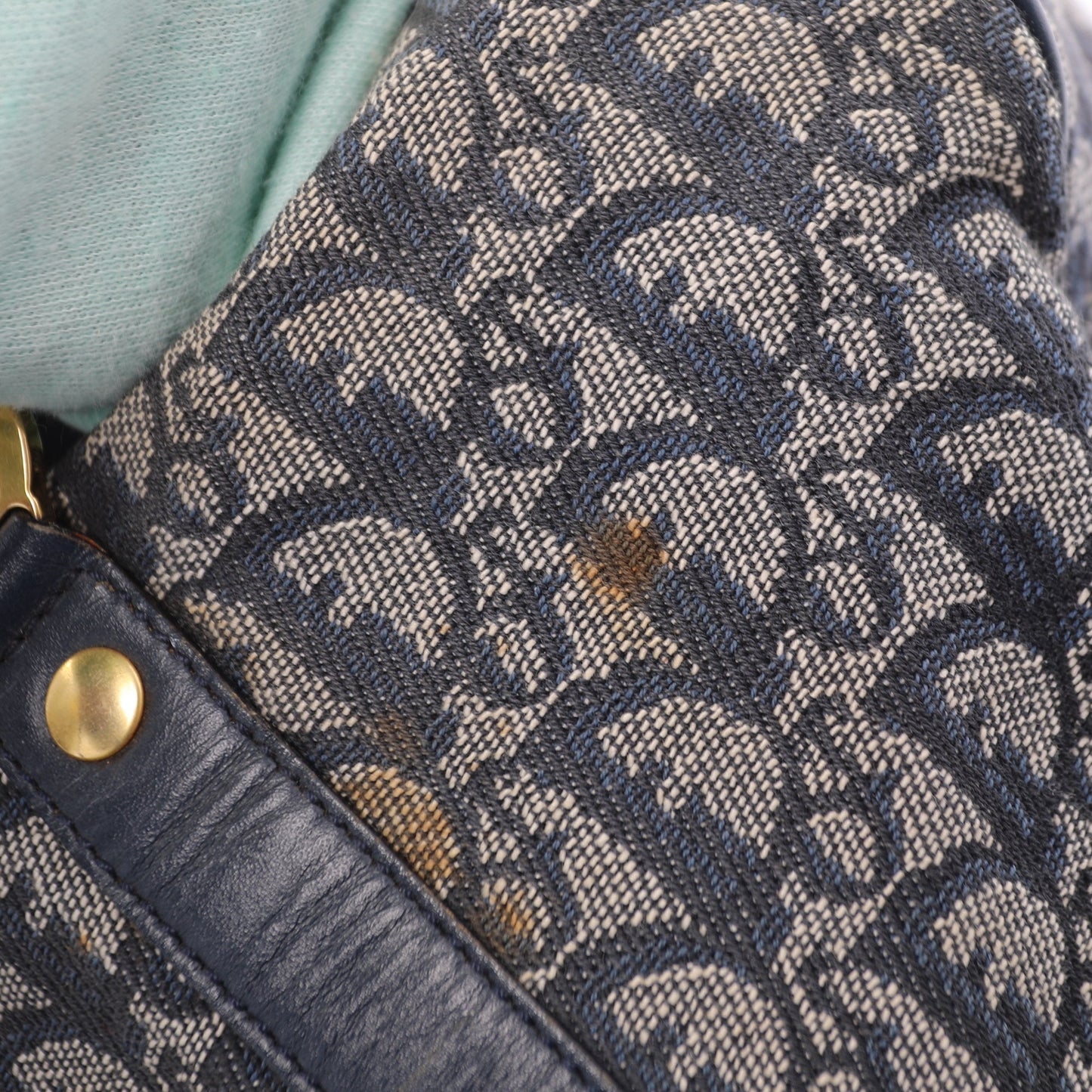CHRISTIAN DIOR Bowling Handbag in Blue Fabric