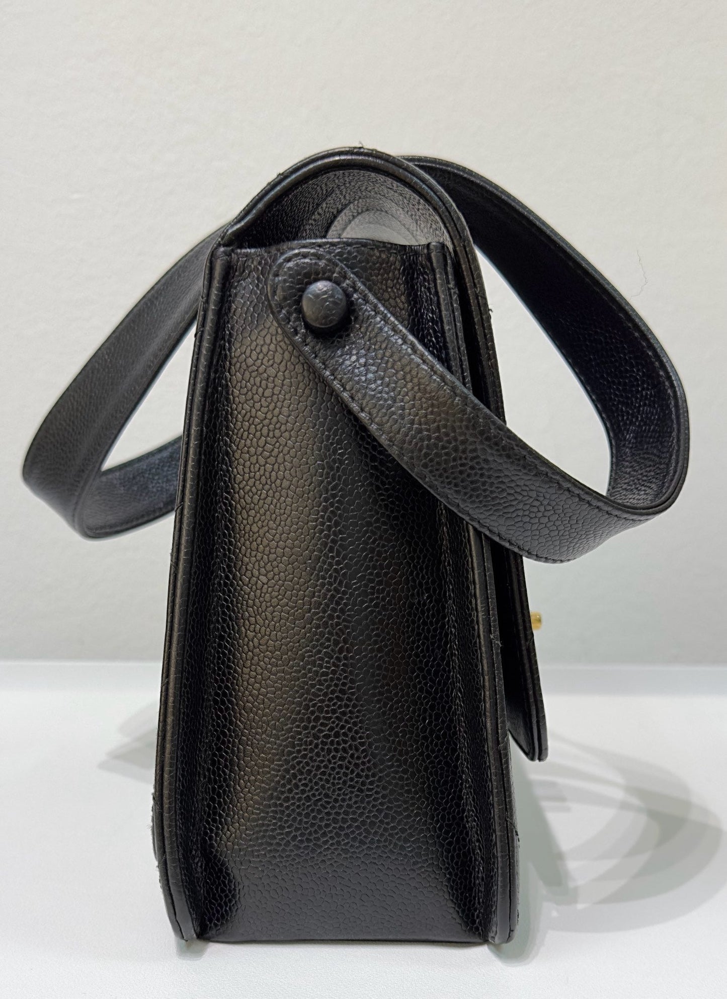 Chanel Small Vintage CC Stitched Caviar Flap Shoulder Bag