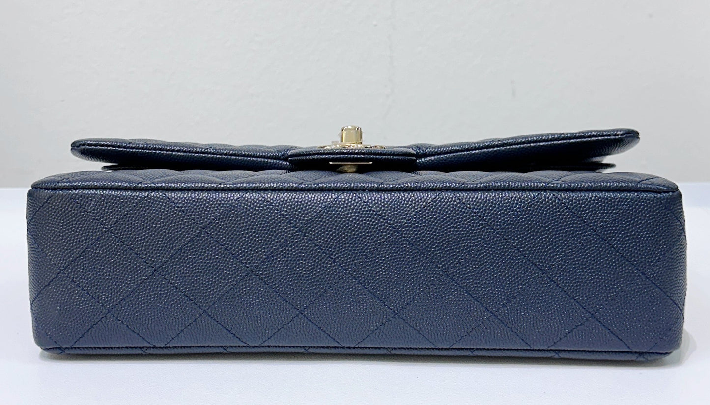 CHANEL Caviar Quilted Medium Double Flap 18B Navy