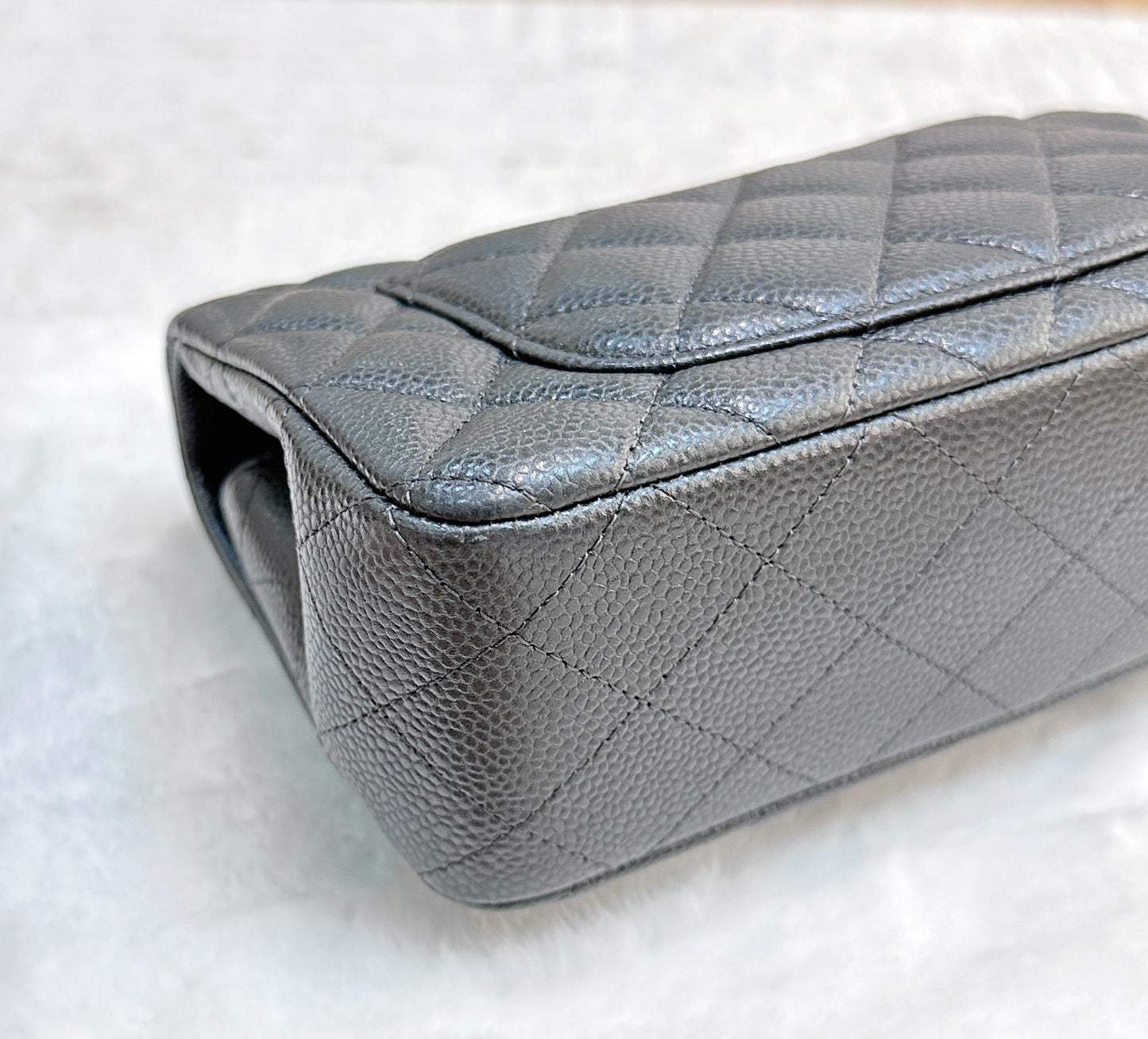 Chanel Classic Mini Rectangular 18S Dark Gray/Grey Quilted Caviar LGHW