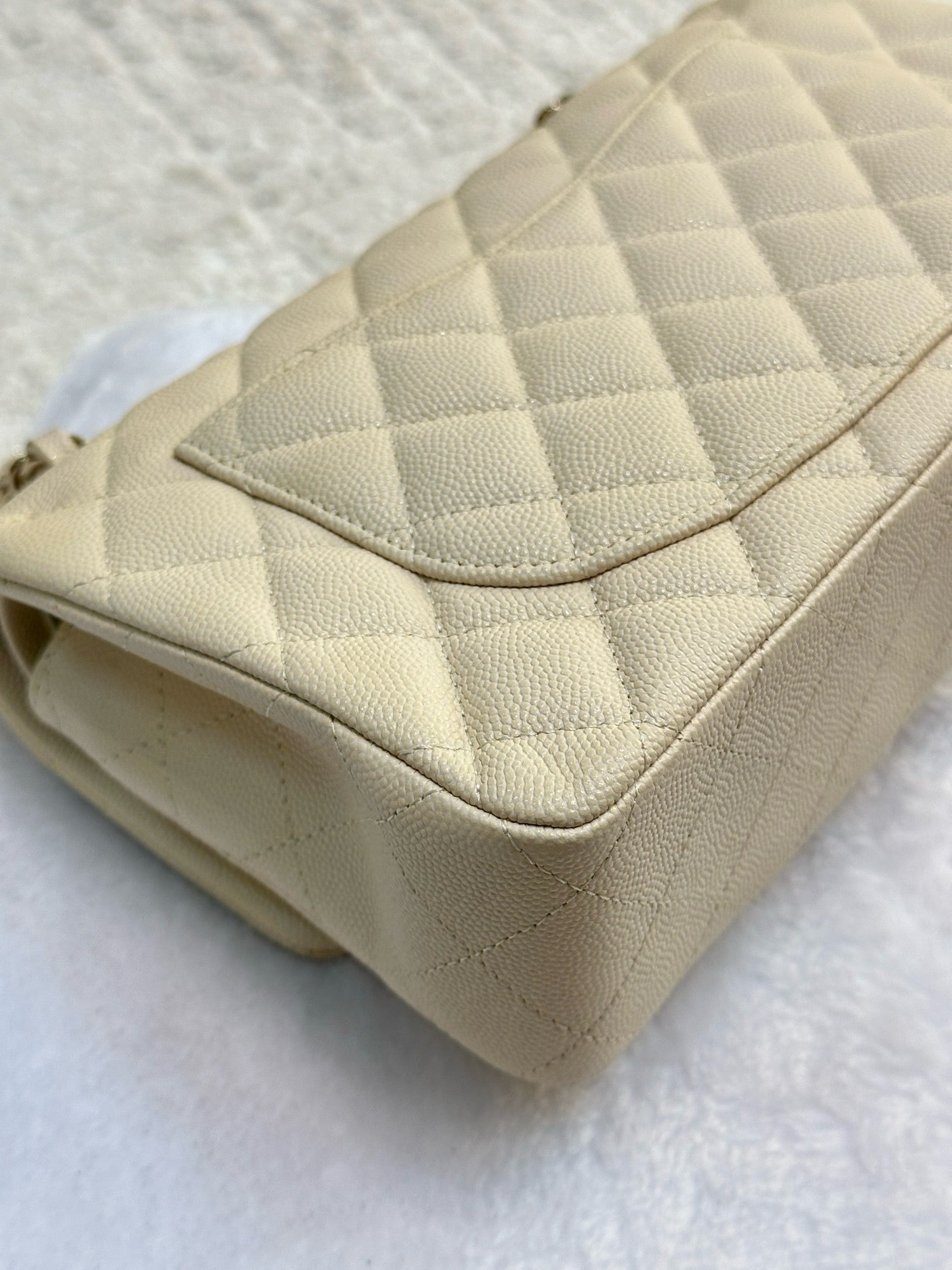 Chanel Small Classic Quilted Double Flap Ivory Light Beige 20C LGHW