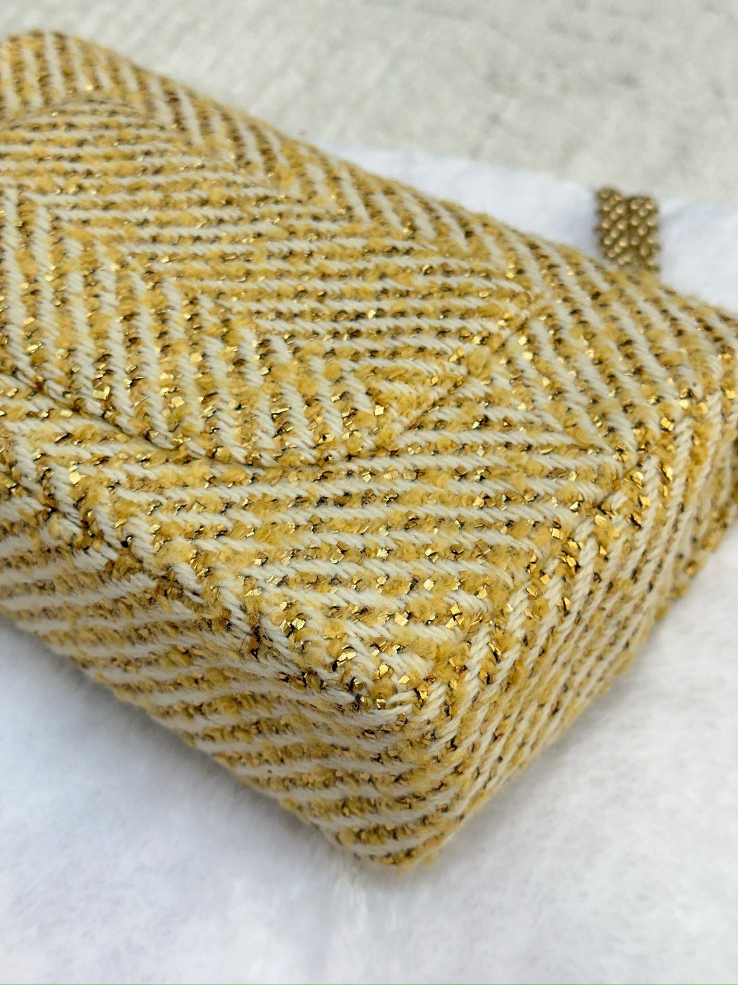 Chanel Medium Gold Tweed Single Flap Bag