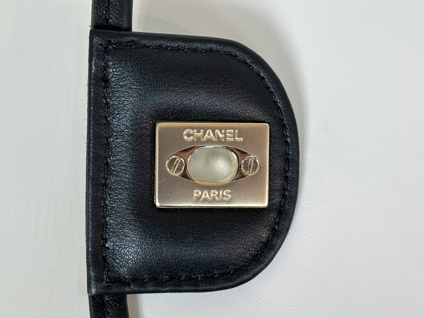 Chanel Medium Lambskin CoCo Sand PVC Sand By The Sea Flap With Pearl Strap Black 2745 holo card