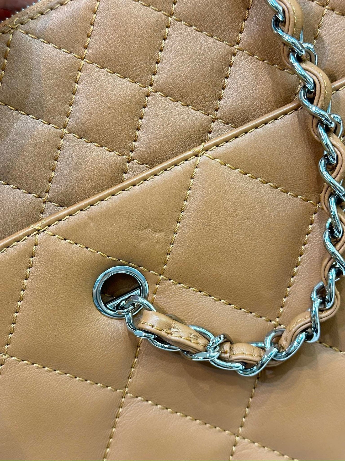 Chanel Large Quilted Leather In-The-Business Camera Bag Beige 1564 holo card