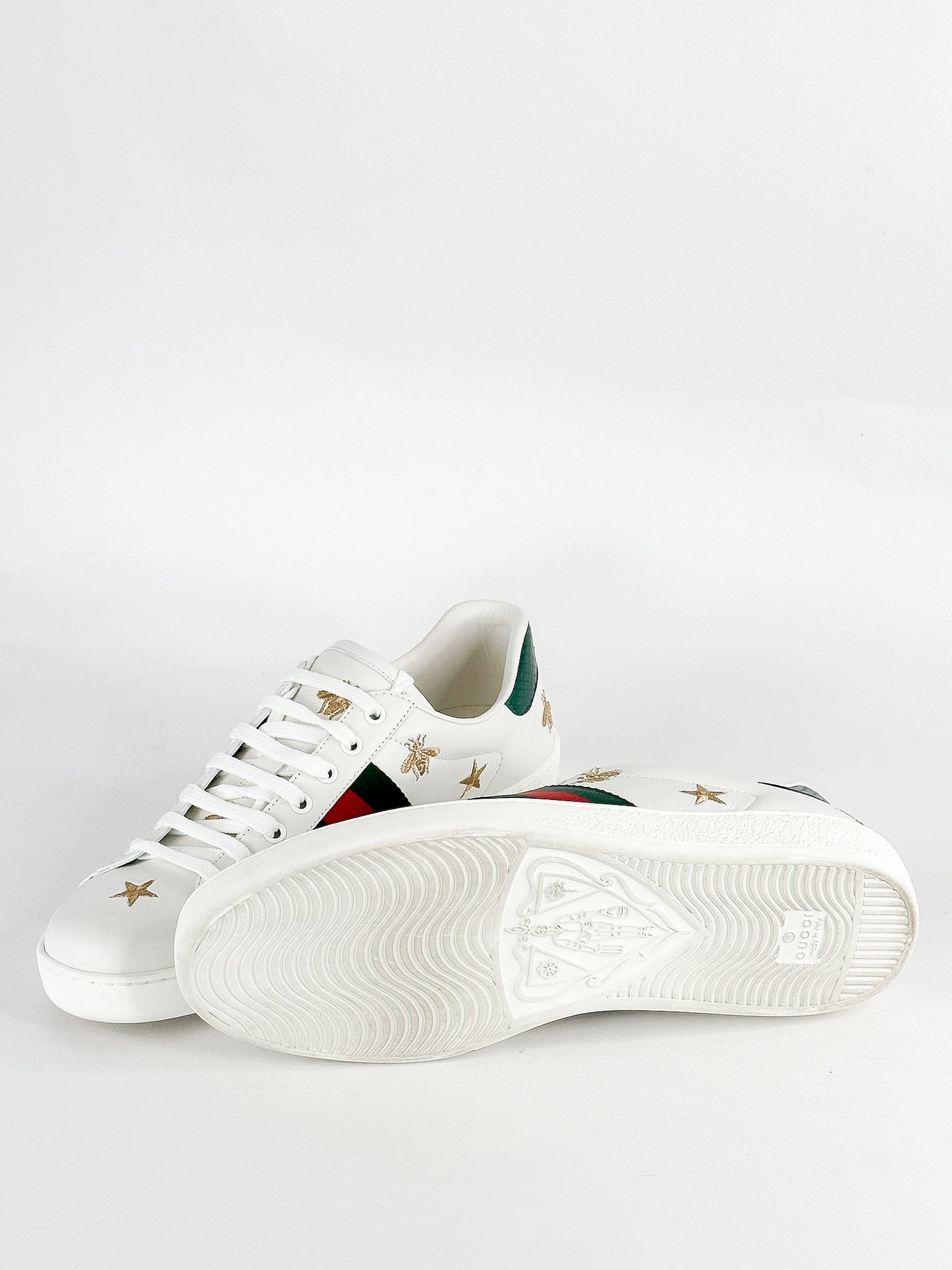 Gucci White Bee & Star New Ace Sneakers Size Mens 8.5 / Womens 10.5-11