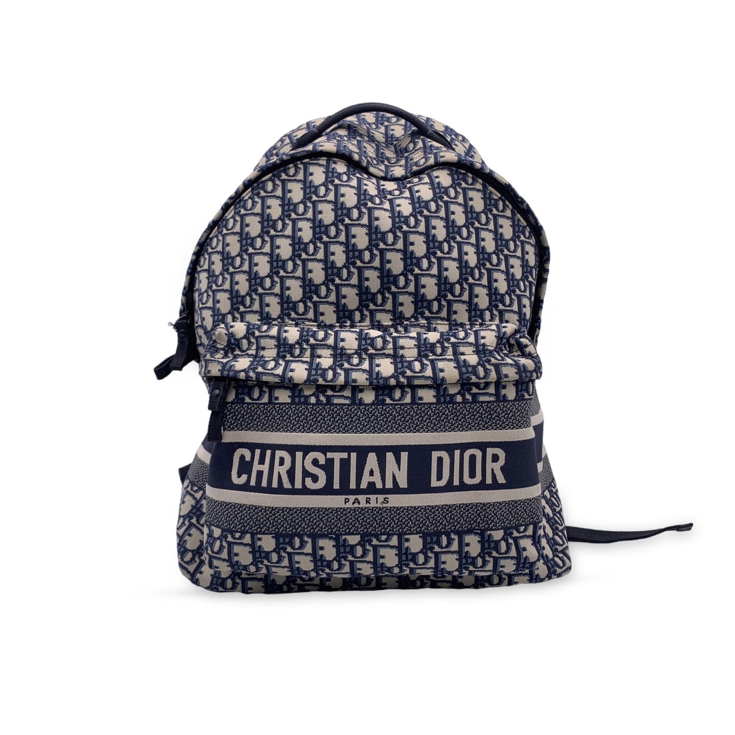 CHRISTIAN DIOR Blue Oblique Canvas Diortravel Backpack Bag