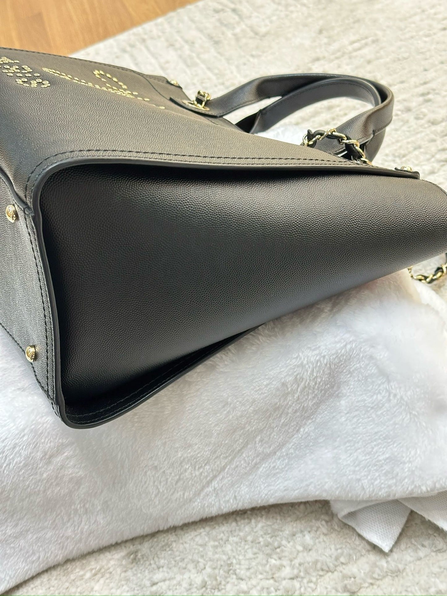 Chanel Small Deauville Caviar Tote Studded Black