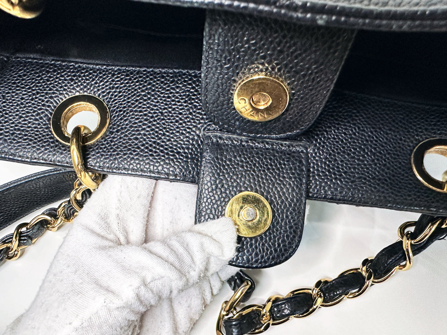 Chanel Caviar Quilted Petit Shopping Tote PST Black 1506 holo card