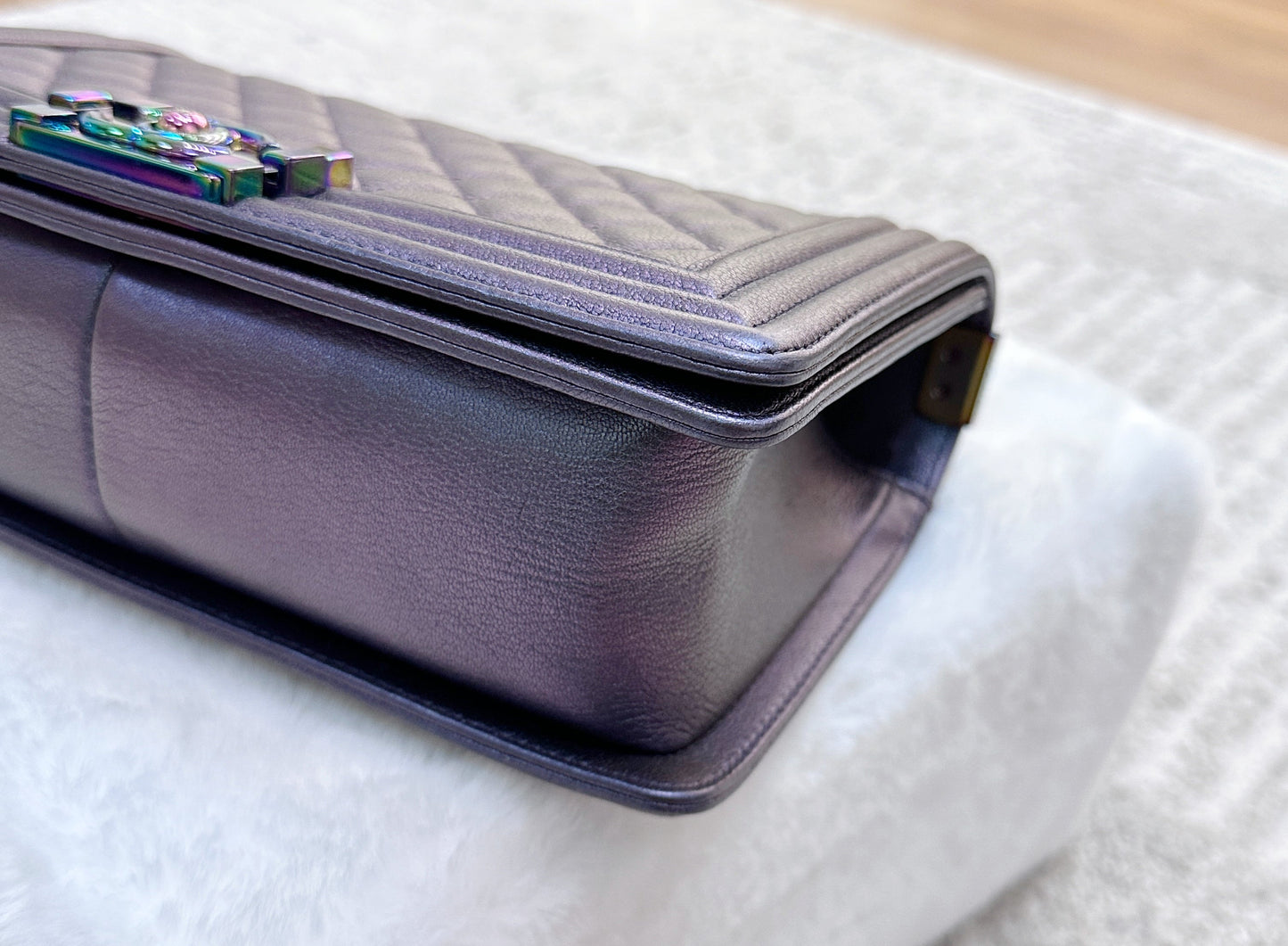 Chanel LeBoy Bag Old Medium Calfskin Purple