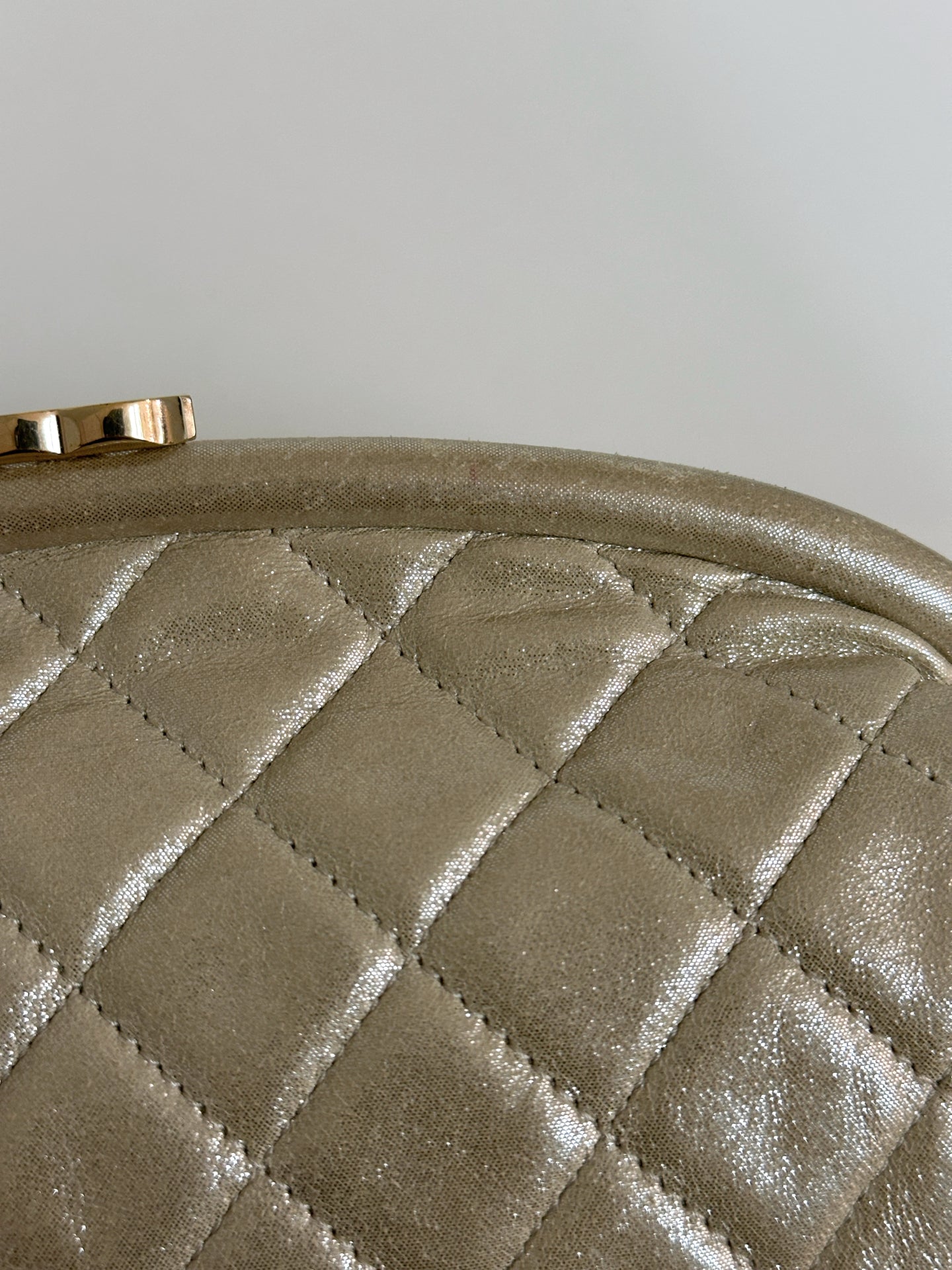 Chanel Timeless Clutch Bag shinny gold beige colour